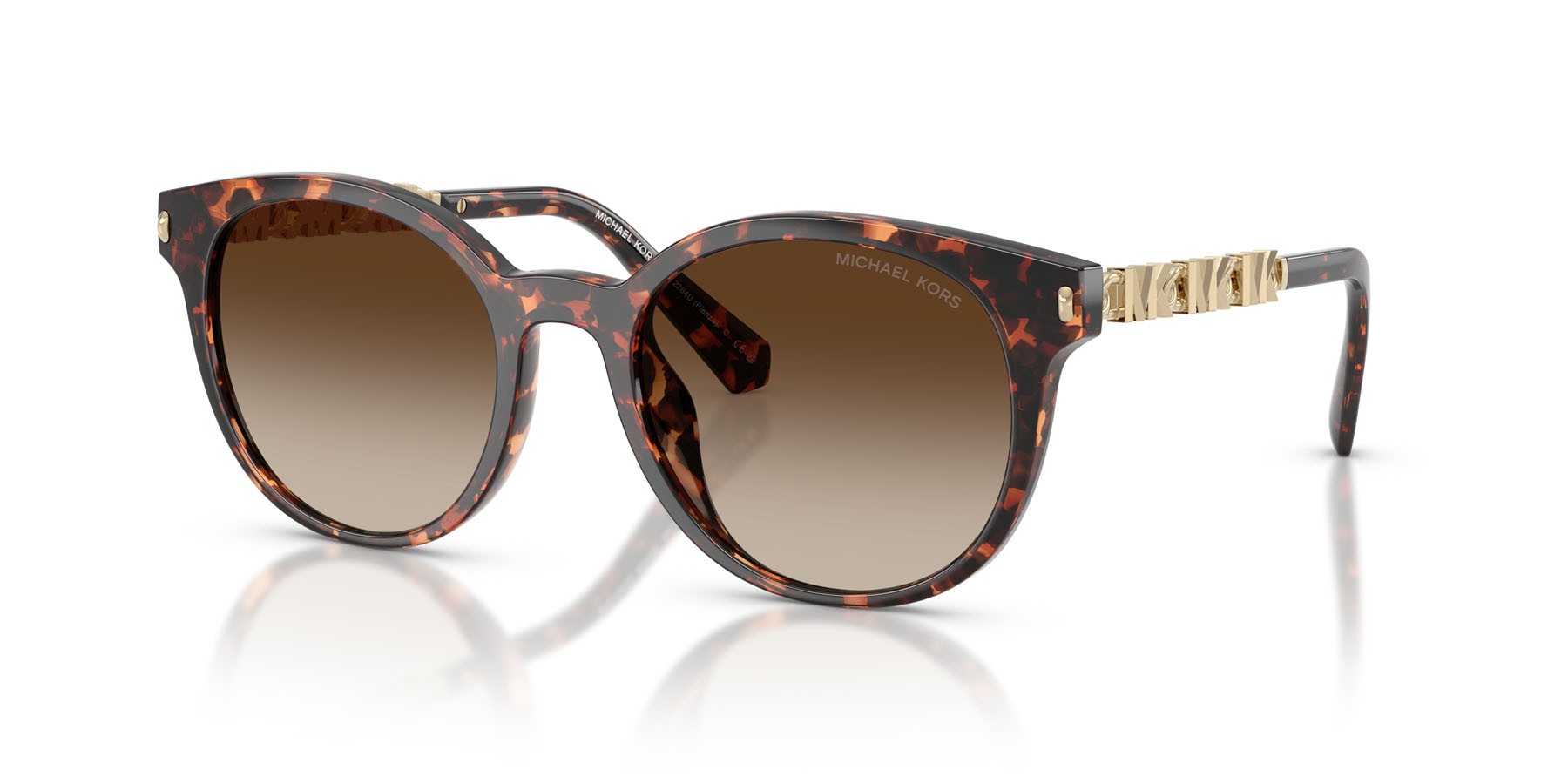 Occhiali da sole Michael Kors Pienza MK 2264U (300613) colore tartarugato scuro forma rotondo lenti grigio fumo sfumato