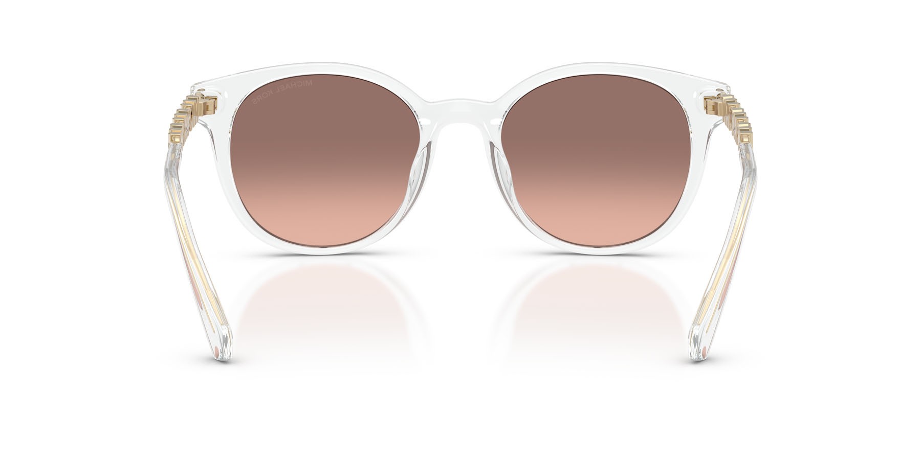 Occhiali da sole Michael Kors Pienza MK 2264U (301513) colore cristallo forma rotondo lenti rosa sfumato marrone scuro