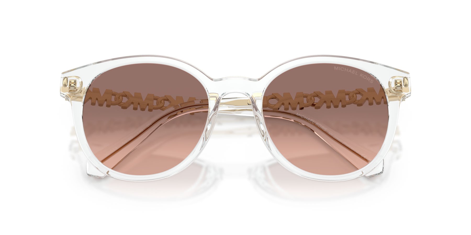 Occhiali da sole Michael Kors Pienza MK 2264U (301513) colore cristallo forma rotondo lenti rosa sfumato marrone scuro