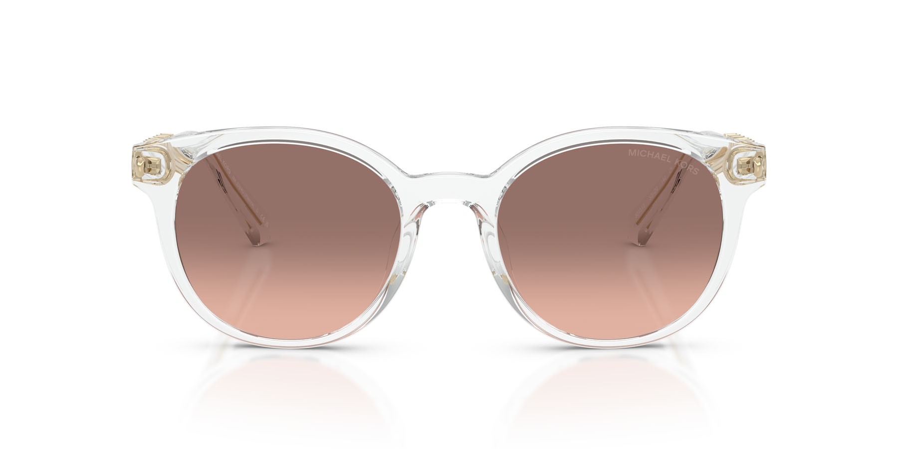 Occhiali da sole Michael Kors Pienza MK 2264U (301513) colore cristallo forma rotondo lenti rosa sfumato marrone scuro