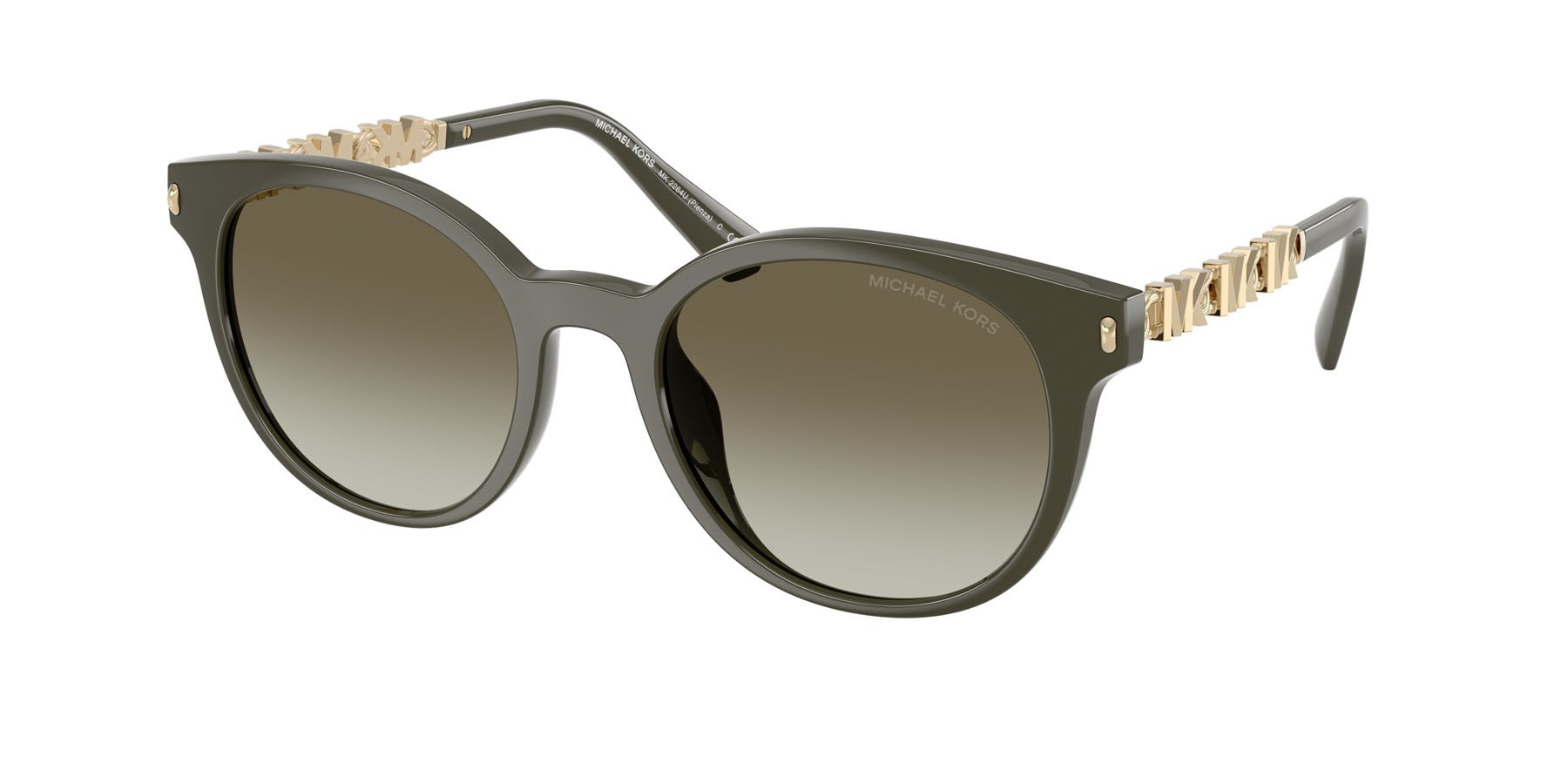 Occhiali da sole Michael Kors Pienza MK 2264U (39023M) colore verde oliva forma rotondo lenti verde sfumato