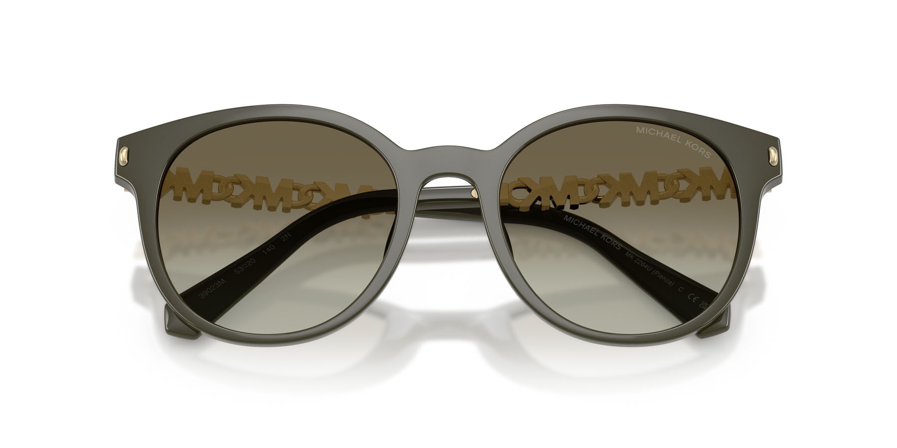 Occhiali da sole Michael Kors Pienza MK 2264U (39023M) colore verde oliva forma rotondo lenti verde sfumato