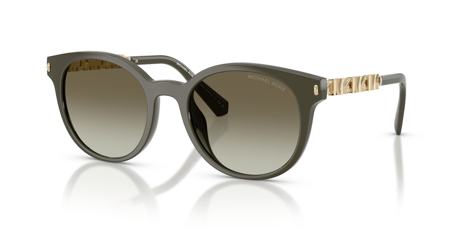 Occhiali da sole Michael Kors Pienza MK 2264U (39023M) colore verde oliva forma rotondo lenti verde sfumato