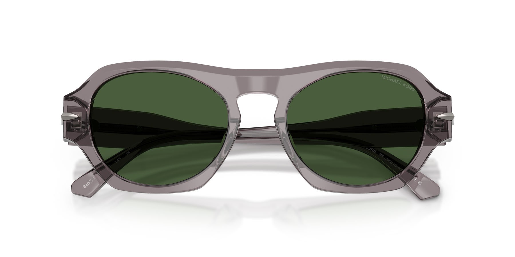 Occhiali da sole Michael Kors Toronto MK 2266U (340071) colore grigio trasparente forma irregolare lenti verde