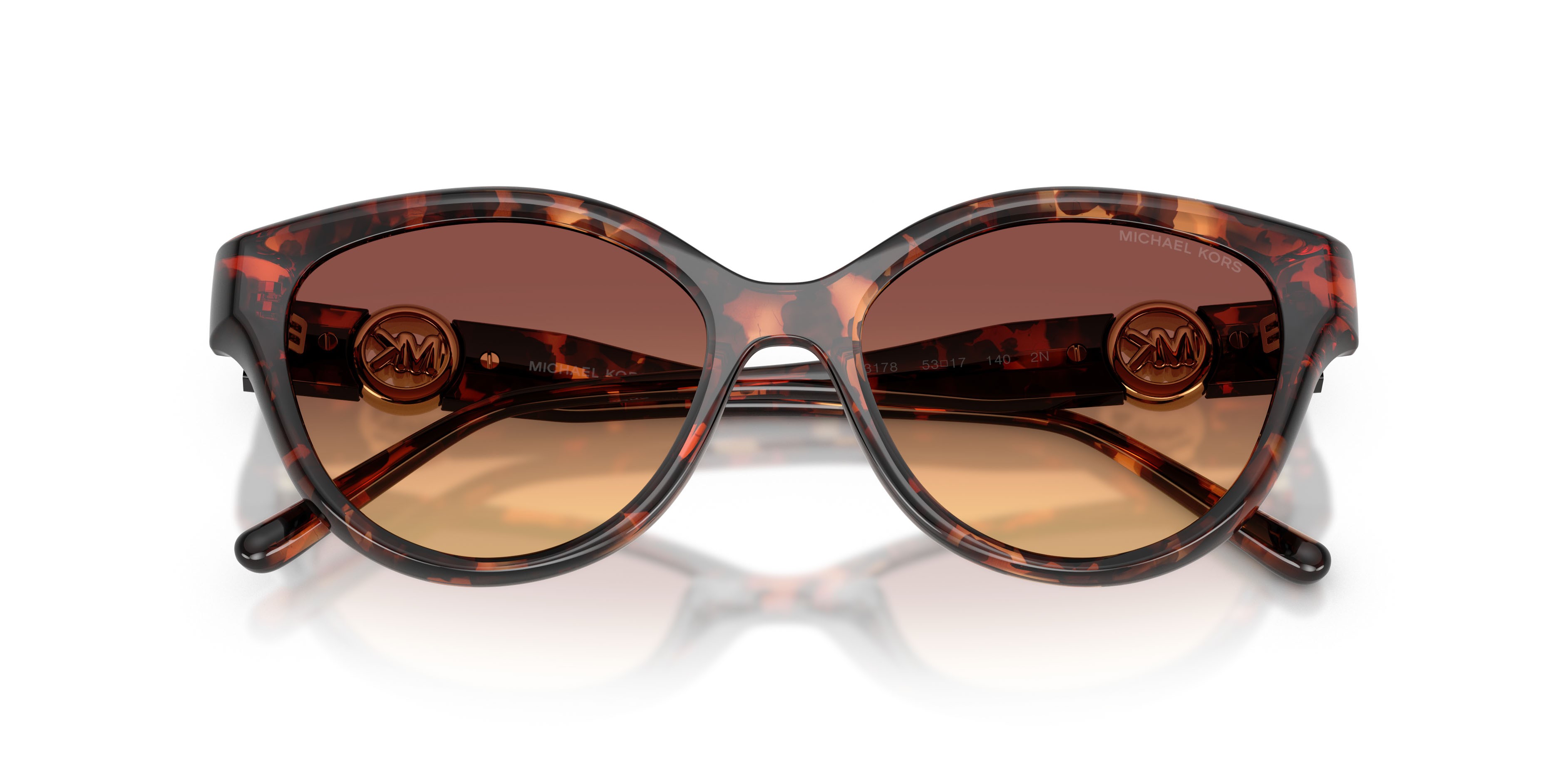 Occhiali da sole Michael Kors Nagoya MK 2271U (403178) colore luggage tortoise forma cat eye lenti marrone sfumato