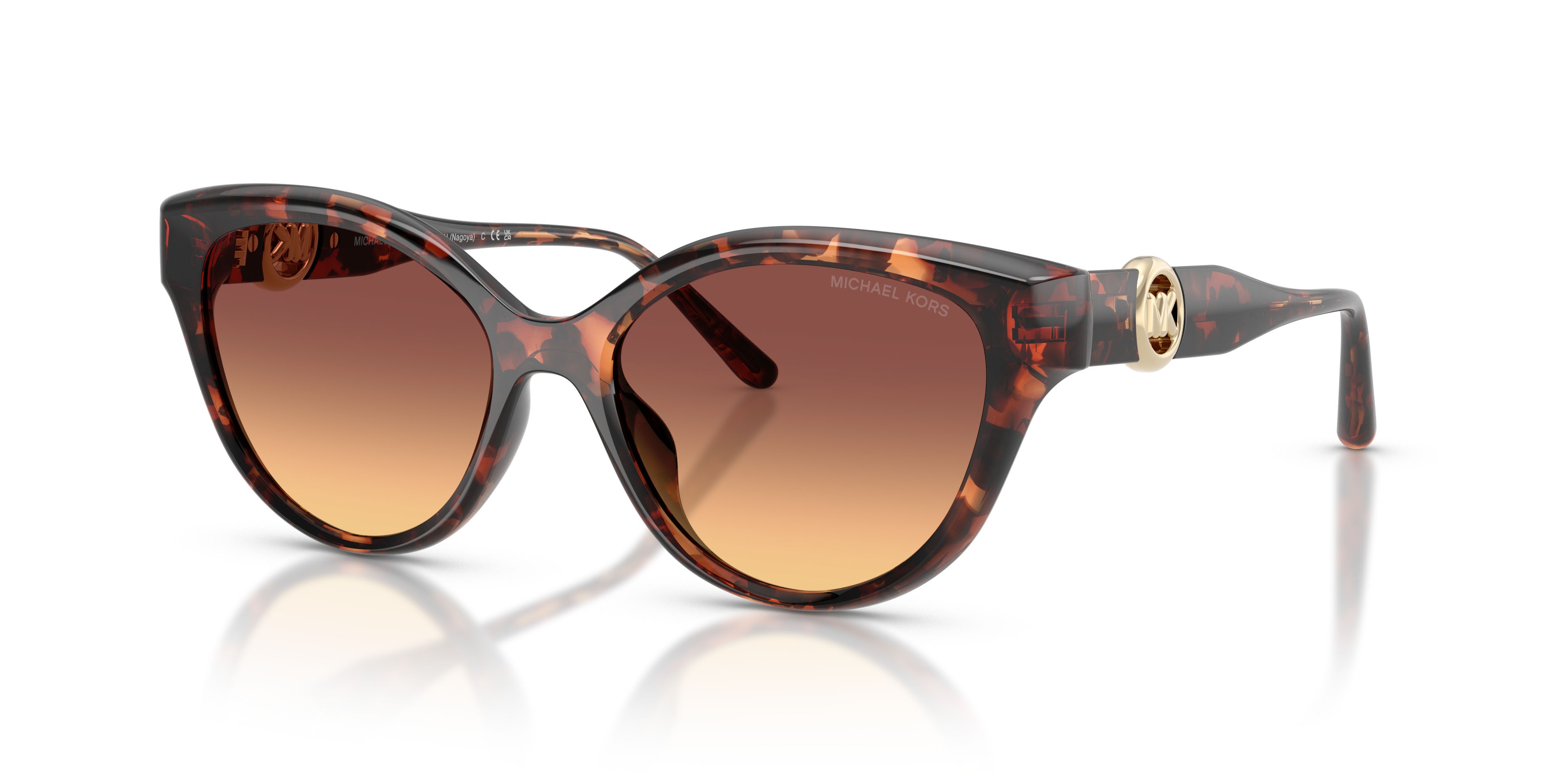Occhiali da sole Michael Kors Nagoya MK 2271U (403178) colore luggage tortoise forma cat eye lenti marrone sfumato