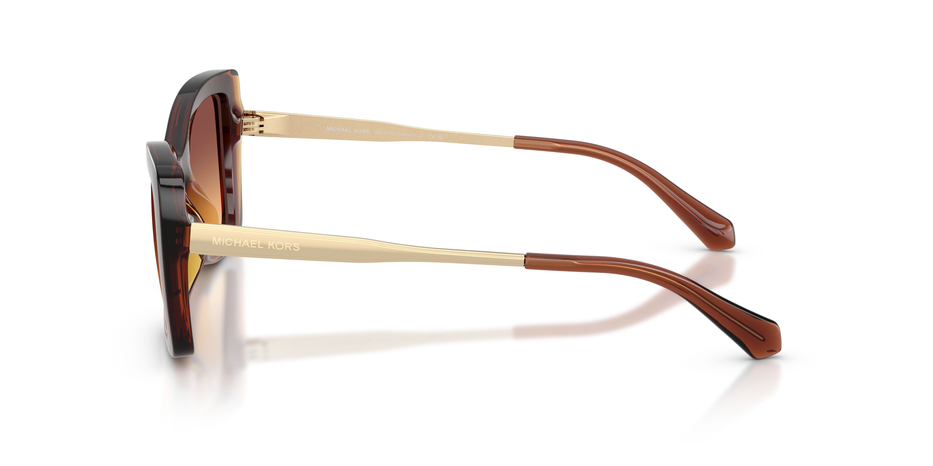 Occhiali da sole Michael Kors Malaga MK 2272U (311378) colore marrone scuro forma farfalla lenti marrone sfumato