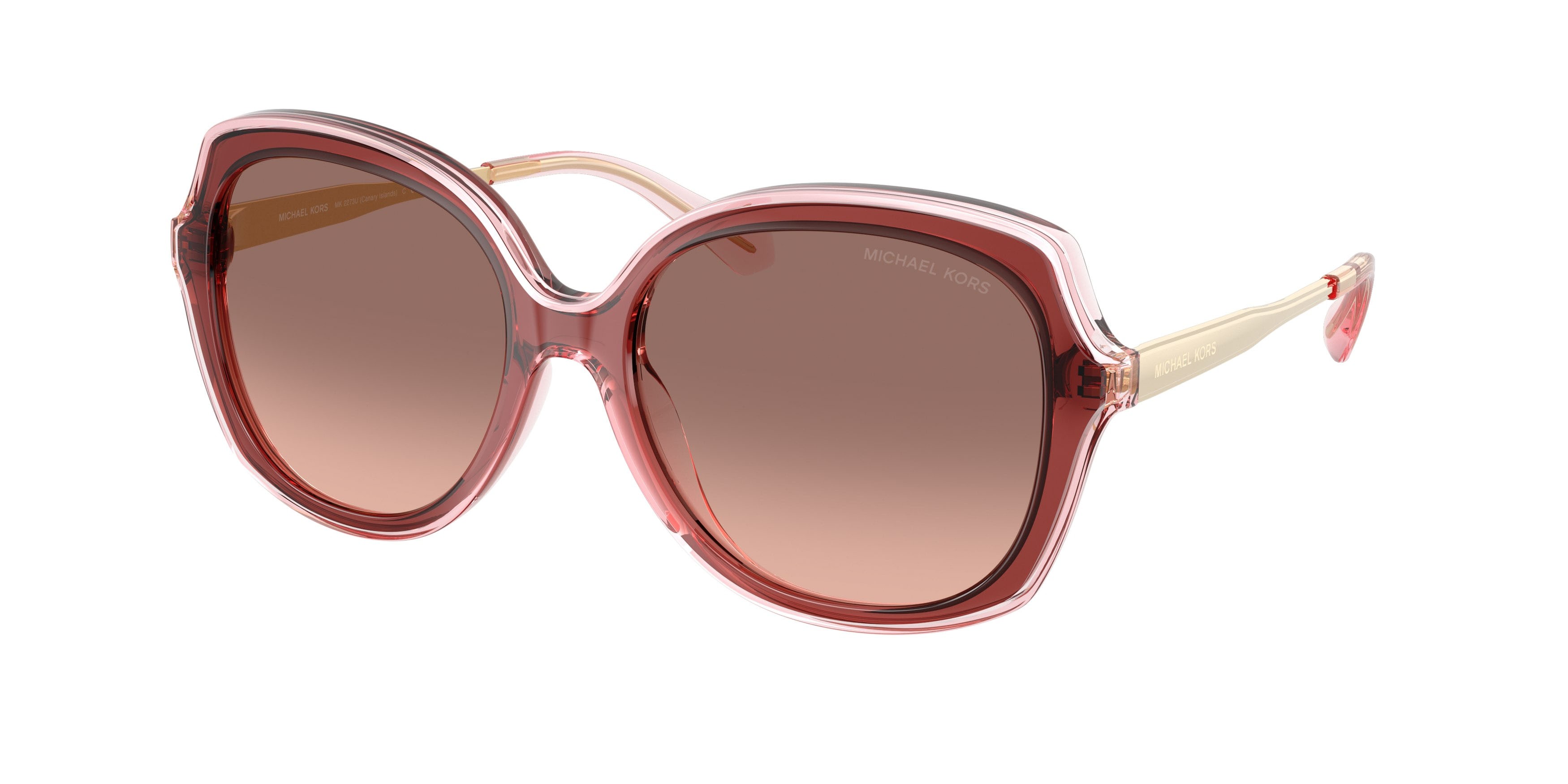 Occhiali da sole Michael Kors Canary Islands MK 2273U (391313) colore palissandro forma quadrato lenti marrone rosa