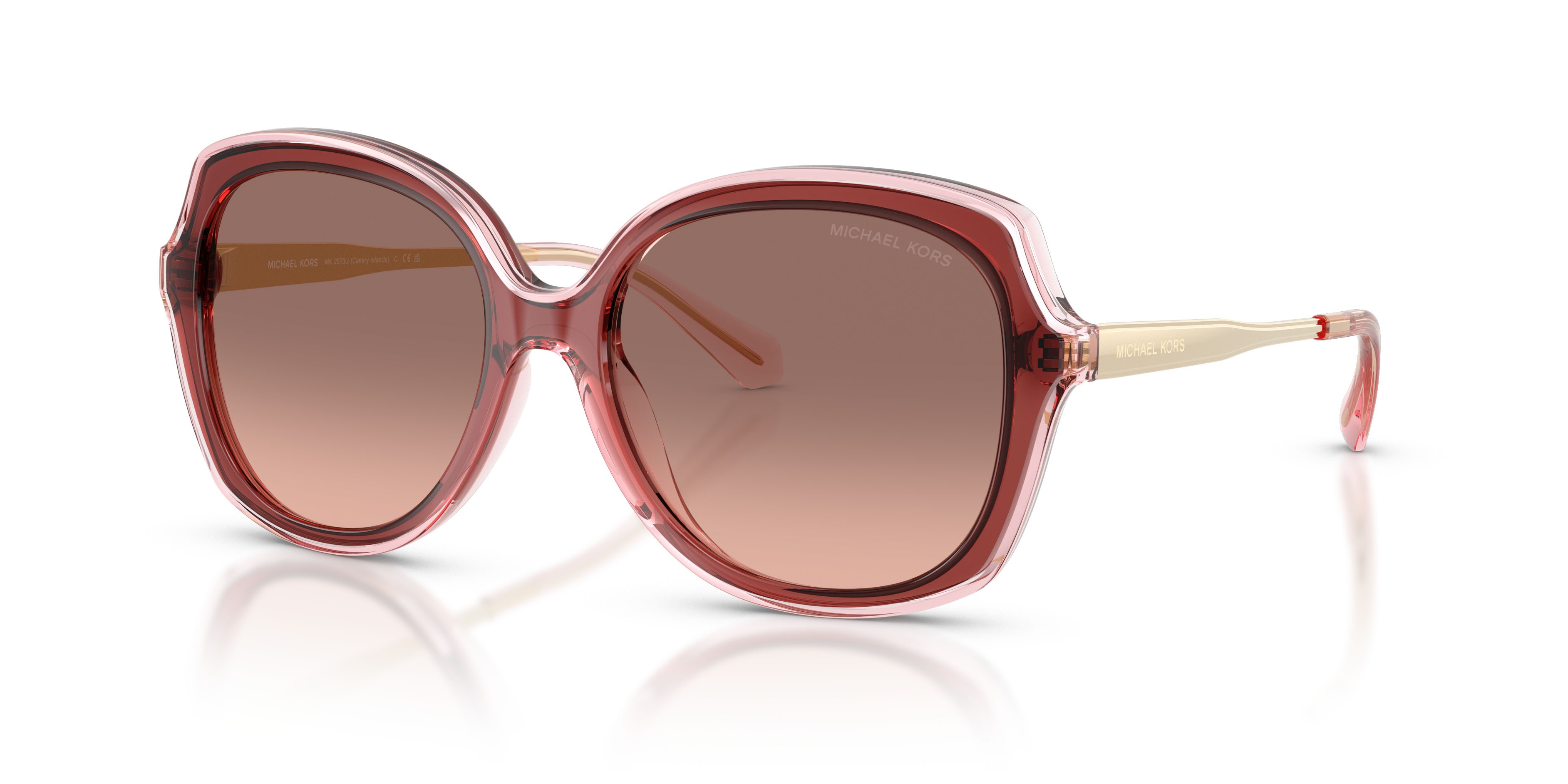 Occhiali da sole Michael Kors Canary Islands MK 2273U (391313) colore palissandro forma quadrato lenti marrone rosa