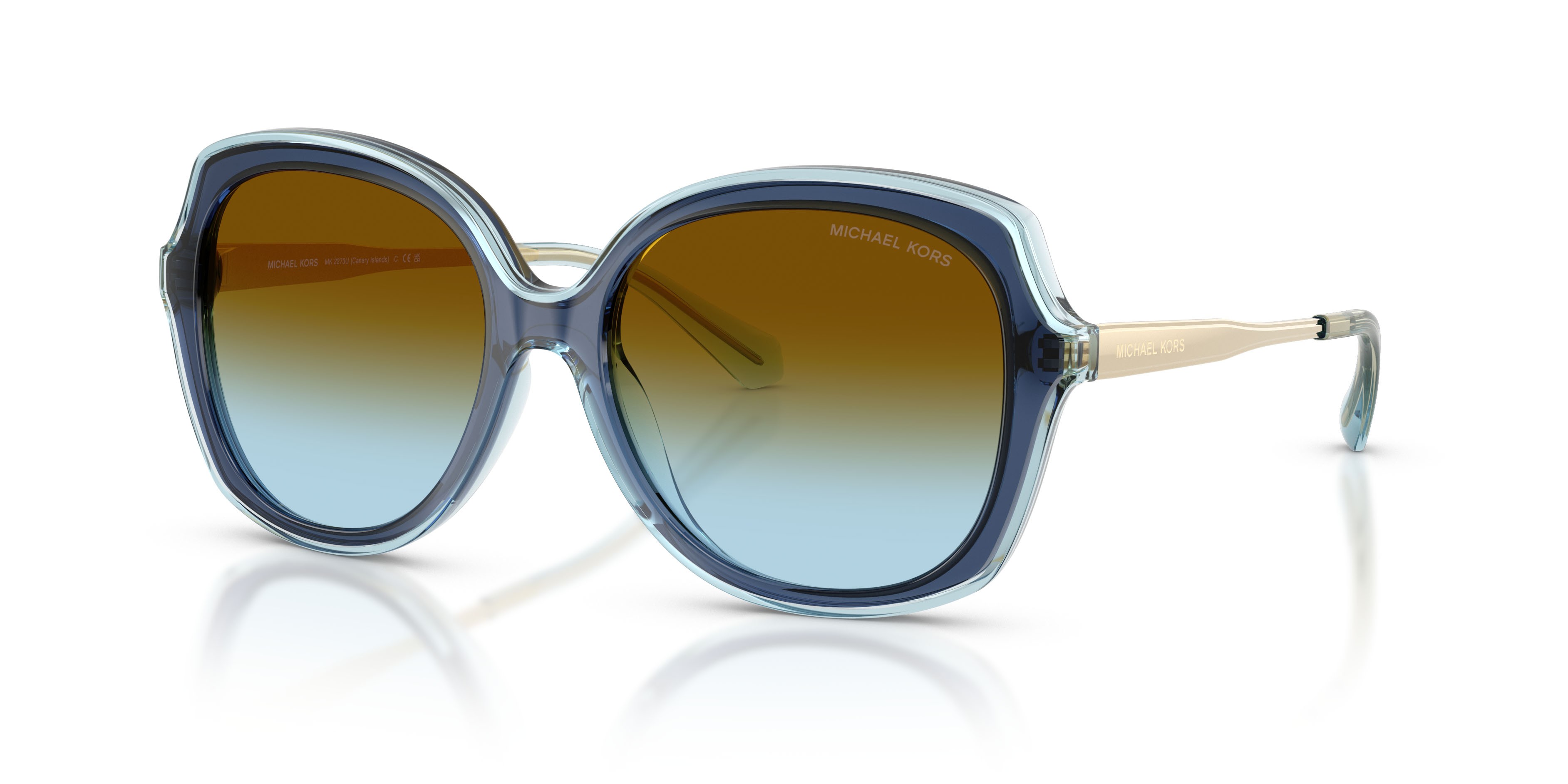 Occhiali da sole Michael Kors Canary Islands MK 2273U (40315D) colore blu navy forma quadrato lenti marrone blu