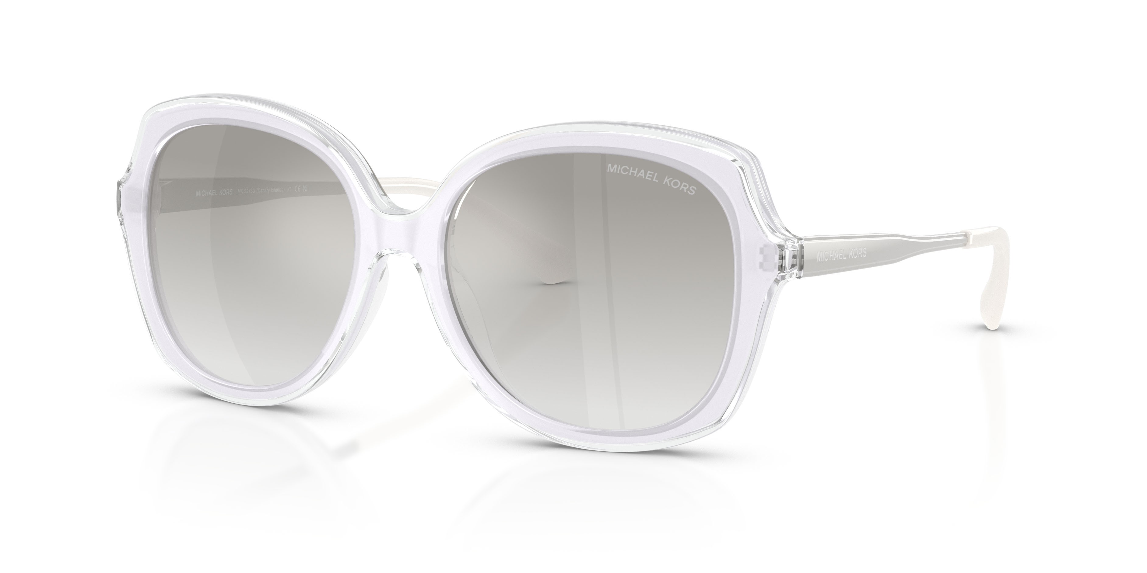 Occhiali da sole Michael Kors Canary Islands MK 2273U (405201) colore bianco forma quadrato lenti sfumato grigio