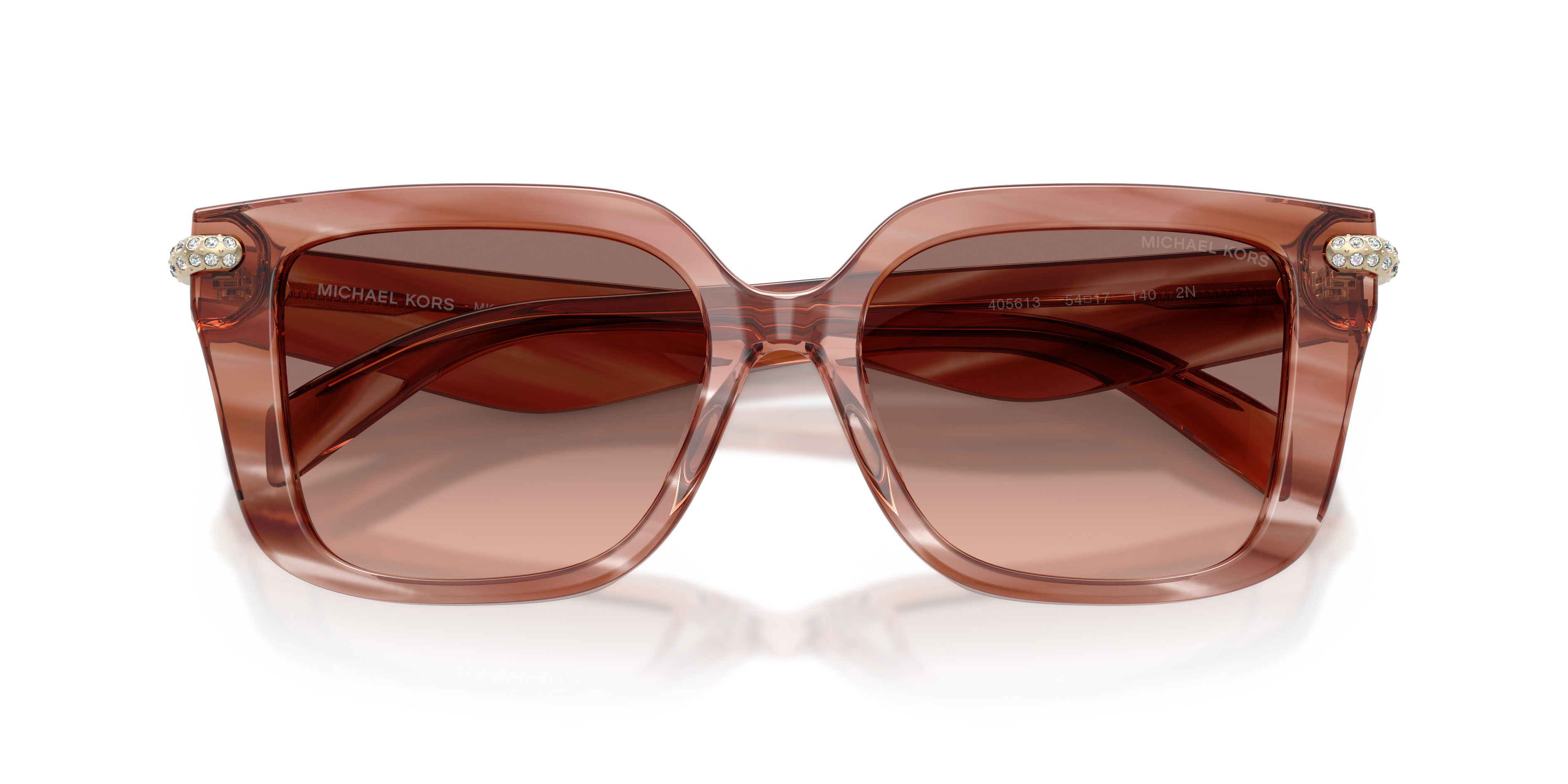 Occhiali da sole Michael Kors Santo Domingo MK 2275BU (405613) colore rosa effetto corno forma quadrato lenti marrone rosa
