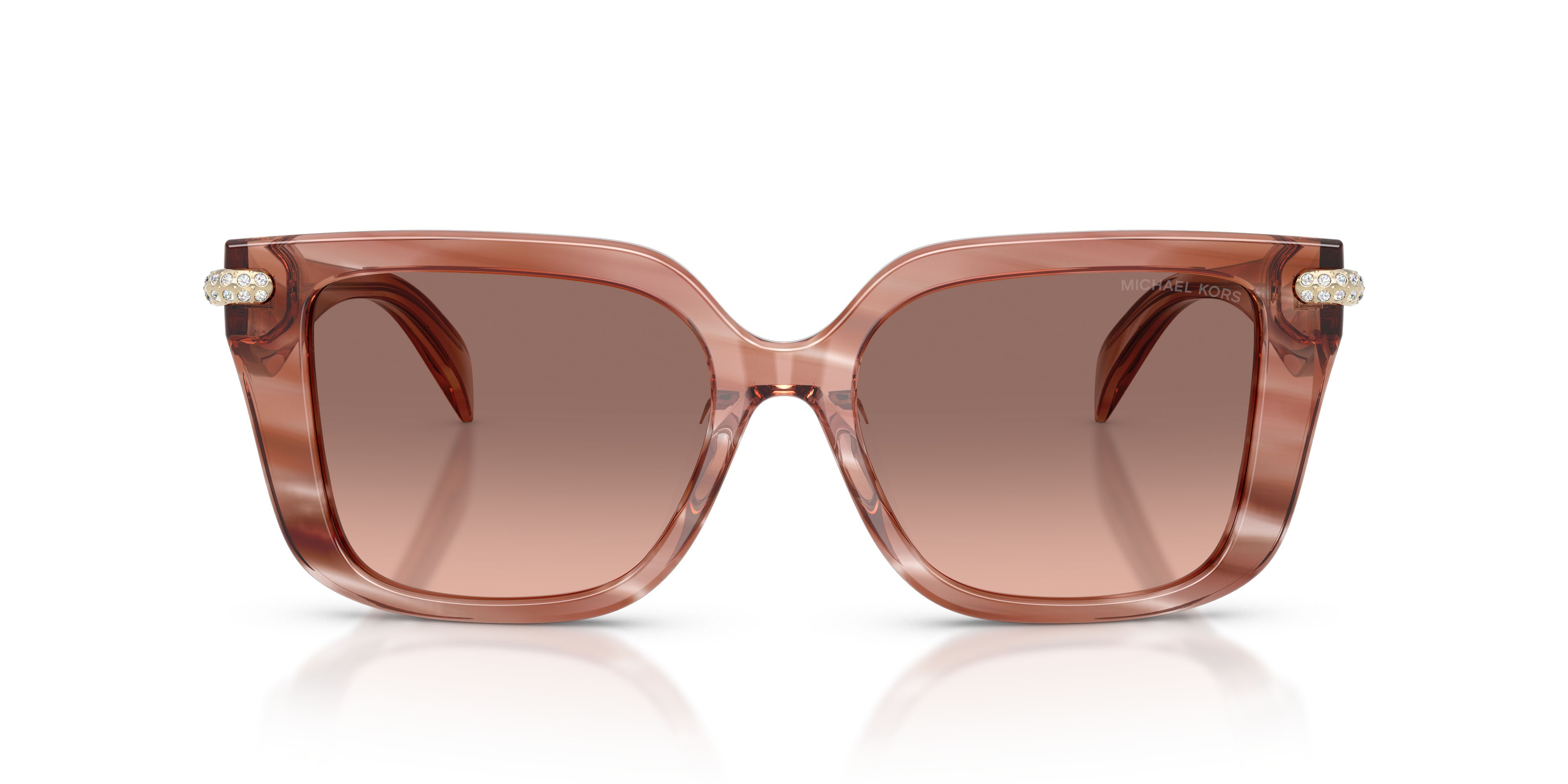 Occhiali da sole Michael Kors Santo Domingo MK 2275BU (405613) colore rosa effetto corno forma quadrato lenti marrone rosa