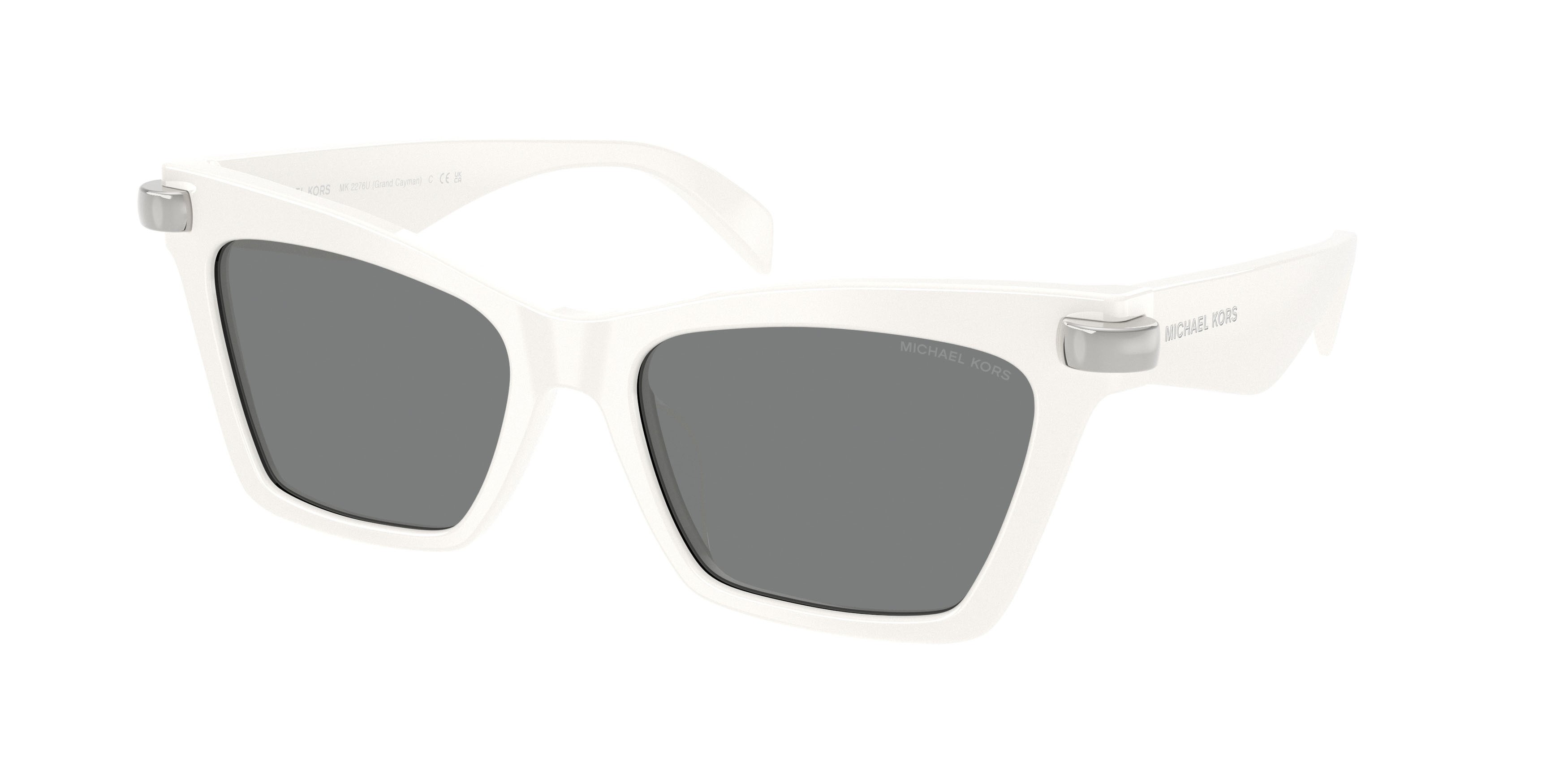 Occhiali da sole Michael Kors Grand Cayman MK 2276U (405287) colore bianco forma cat eye lenti grigio