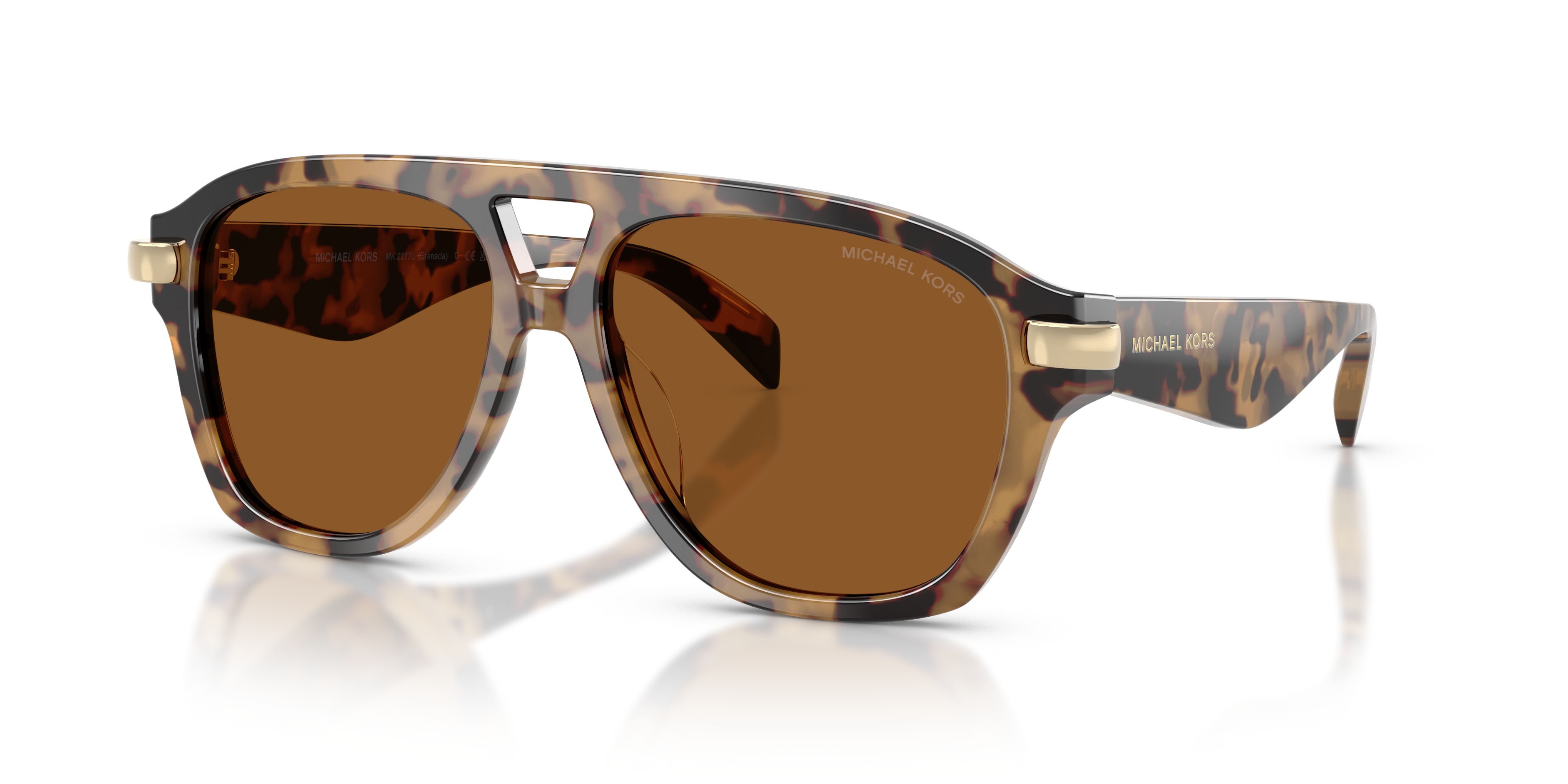 Occhiali da sole Michael Kors Grenada MK 2277U (393073) colore tartarugato vintage forma aviator lenti ambra
