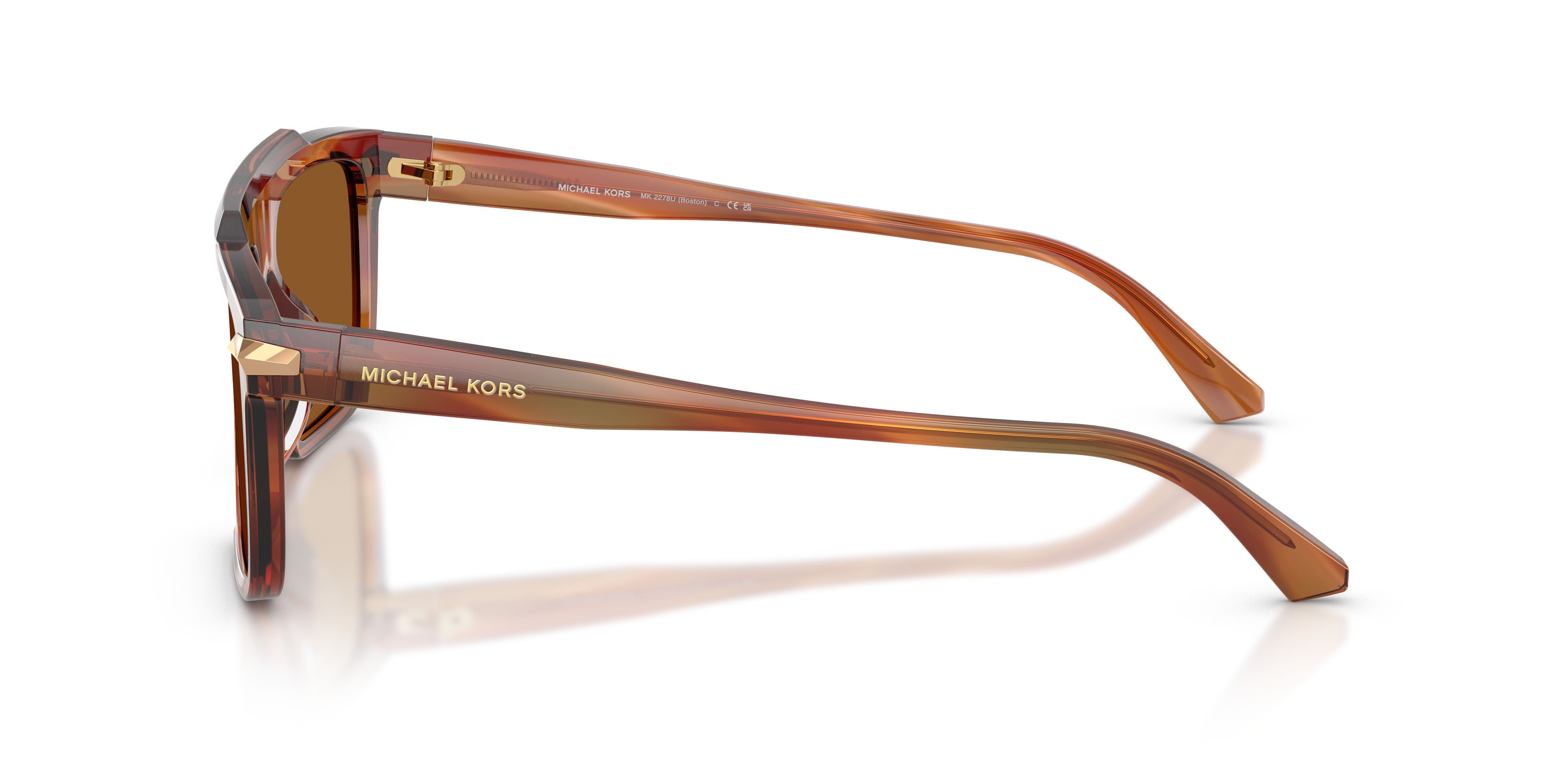 Occhiali da sole Michael Kors Boston MK 2278U (403973) colore marrone effetto corno forma quadrato lenti ambra