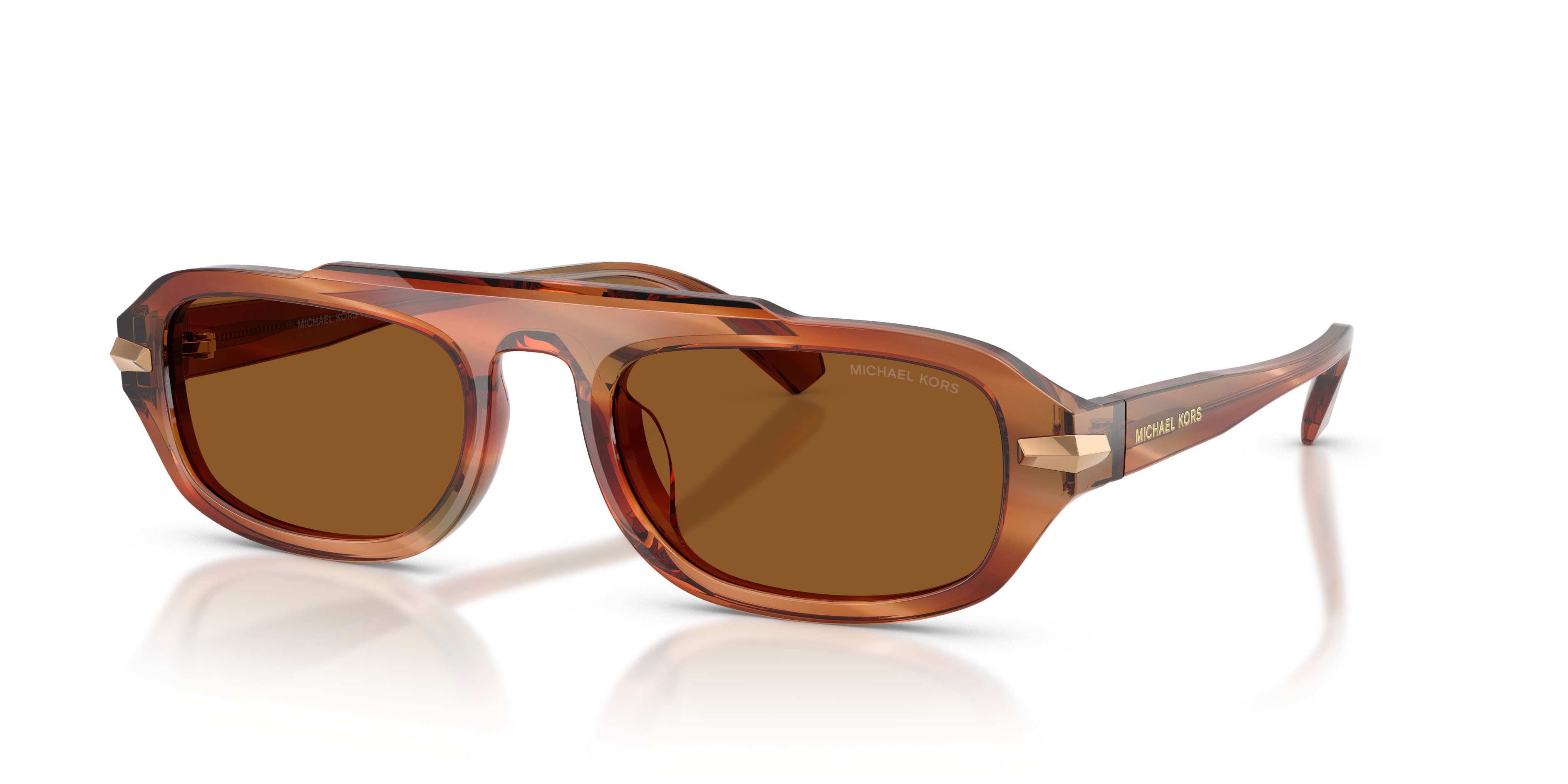 Occhiali da sole Michael Kors Watch Hill MK 2279U (403973) colore marrone effetto corno forma ovale lenti ambra