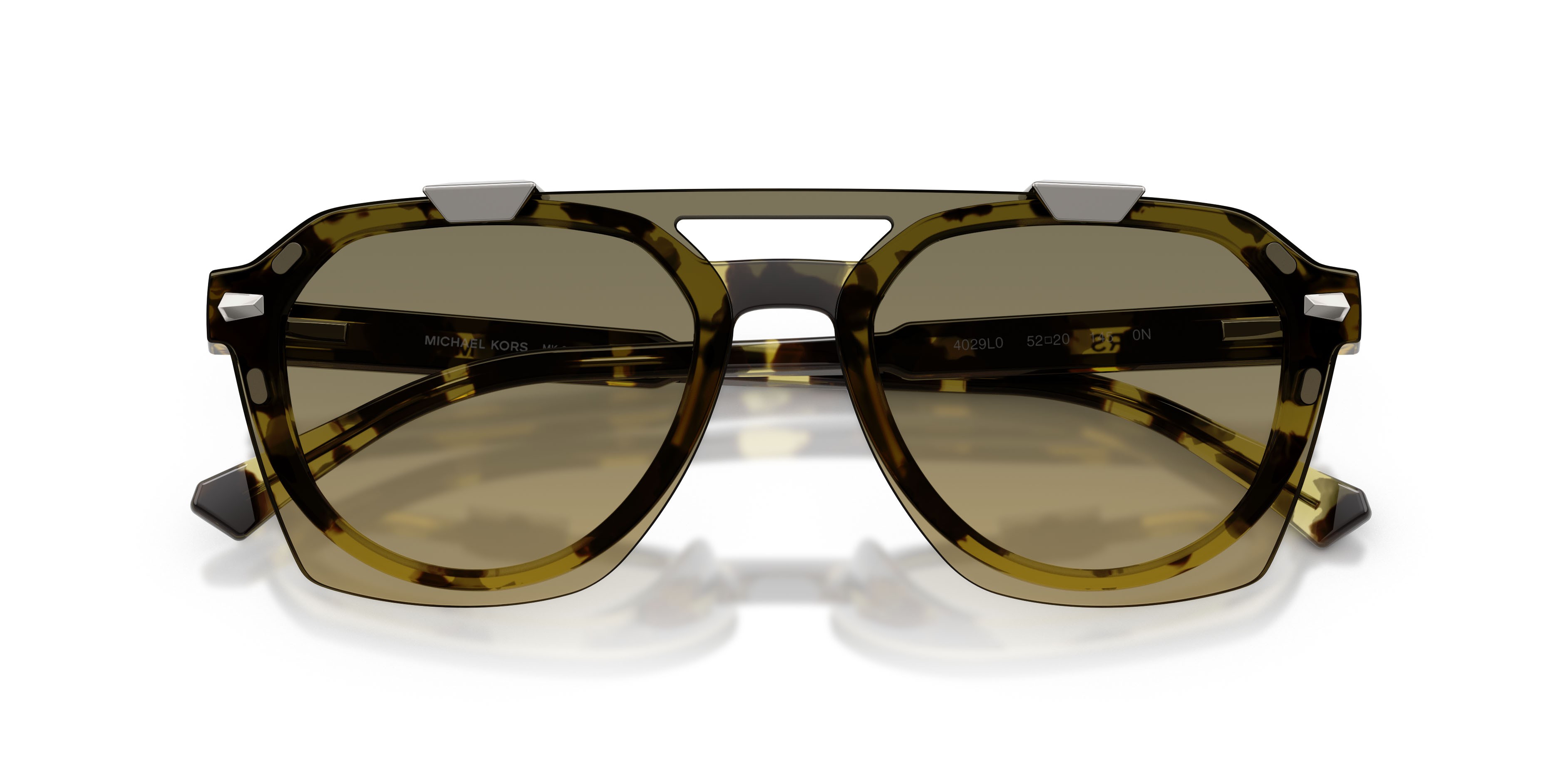 Occhiali da sole Michael Kors Lanai MK 2280U (4029L0) colore verde oliva tartarugato forma irregolare lenti verde oliva sfumato