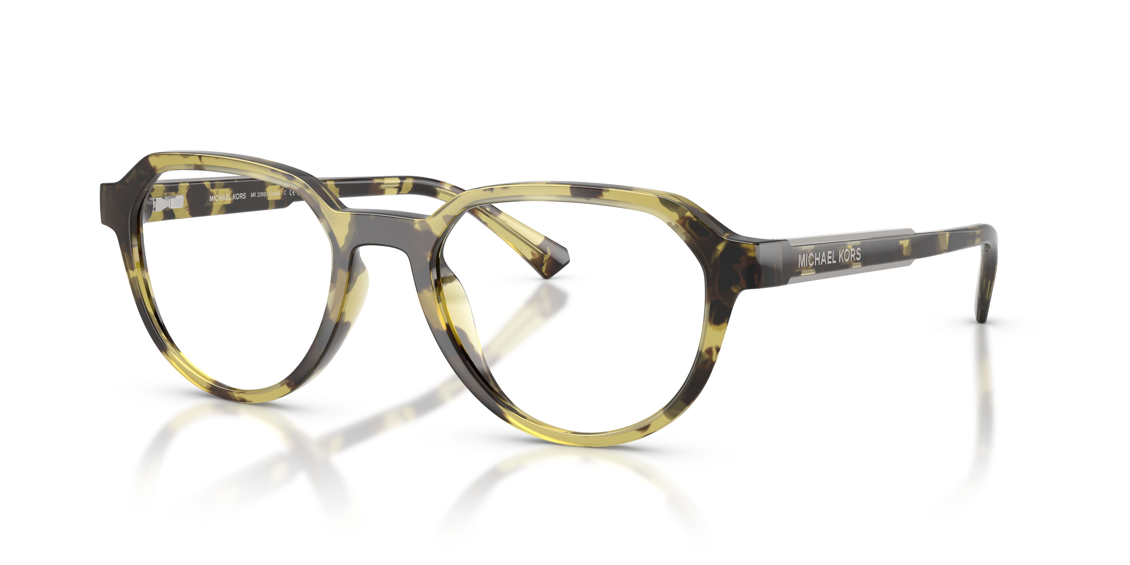 Occhiali da sole Michael Kors Lanai MK 2280U (4029L0) colore verde oliva tartarugato forma irregolare lenti verde oliva sfumato