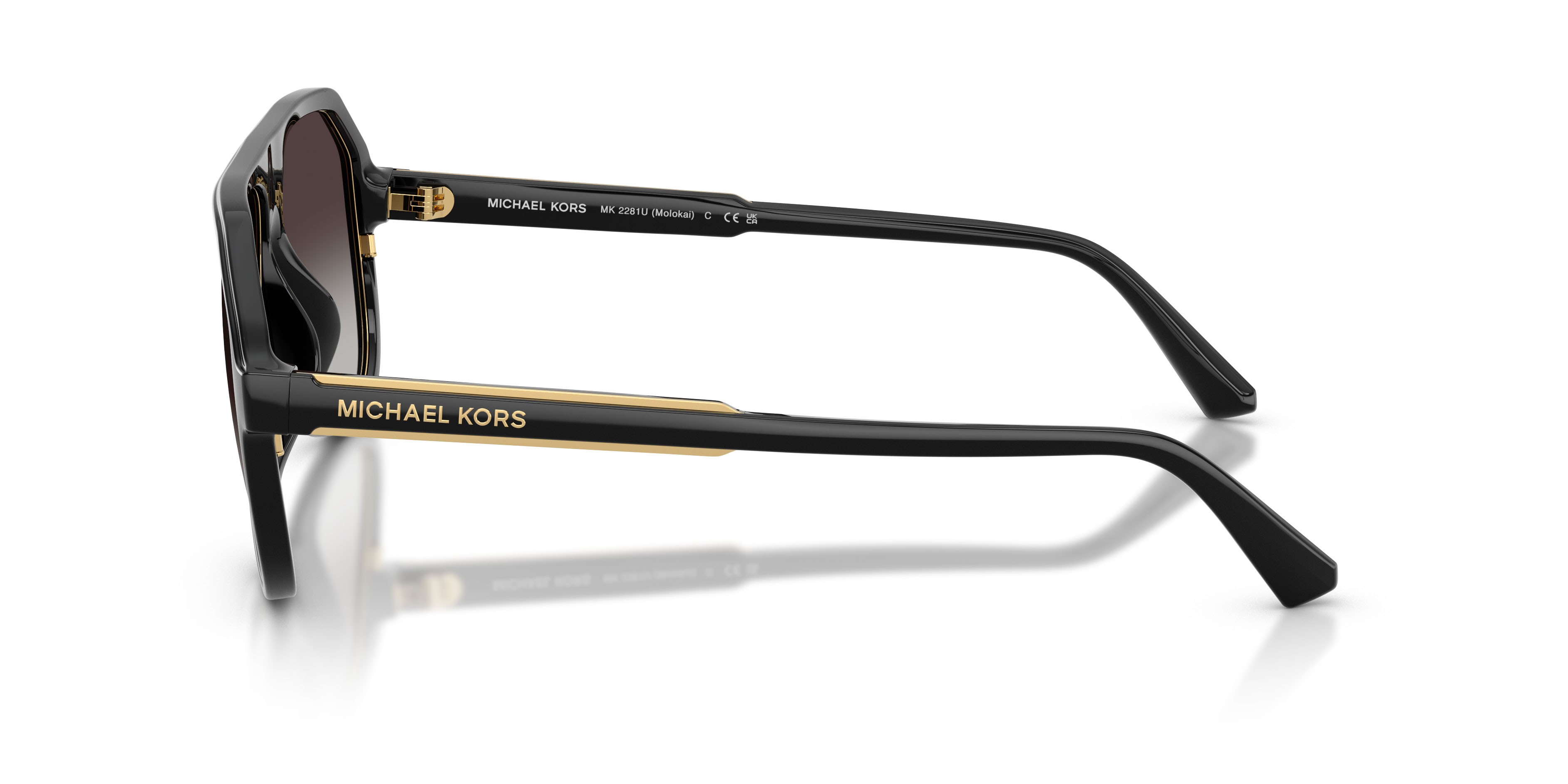 Occhiali da sole Michael Kors Molokai MK 2281U (30058G) colore nero forma aviator lenti sfumato grigio