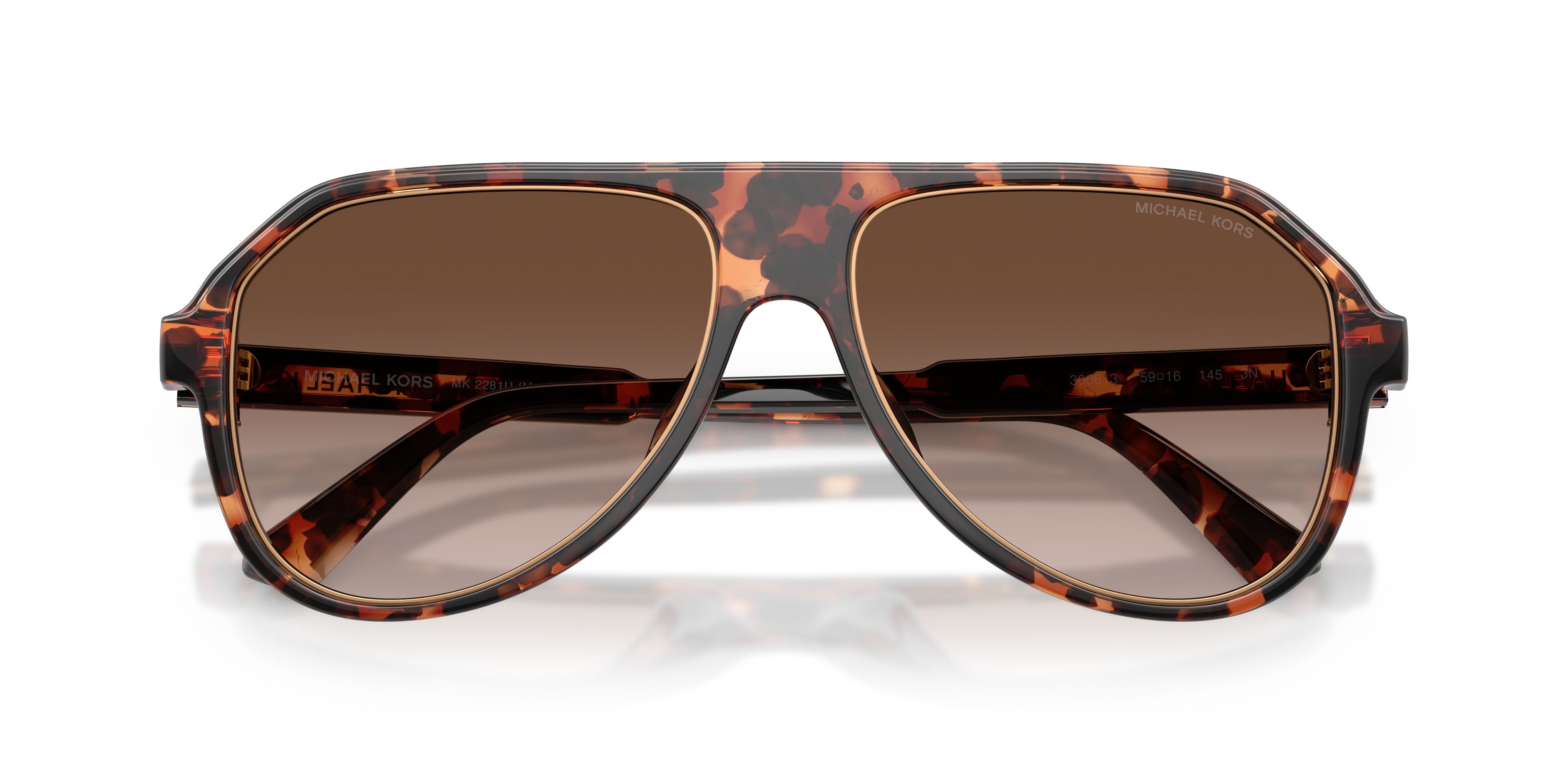 Occhiali da sole Michael Kors Molokai MK 2281U (300613) colore tartarugato scuro forma aviator lenti grigio fumo sfumato
