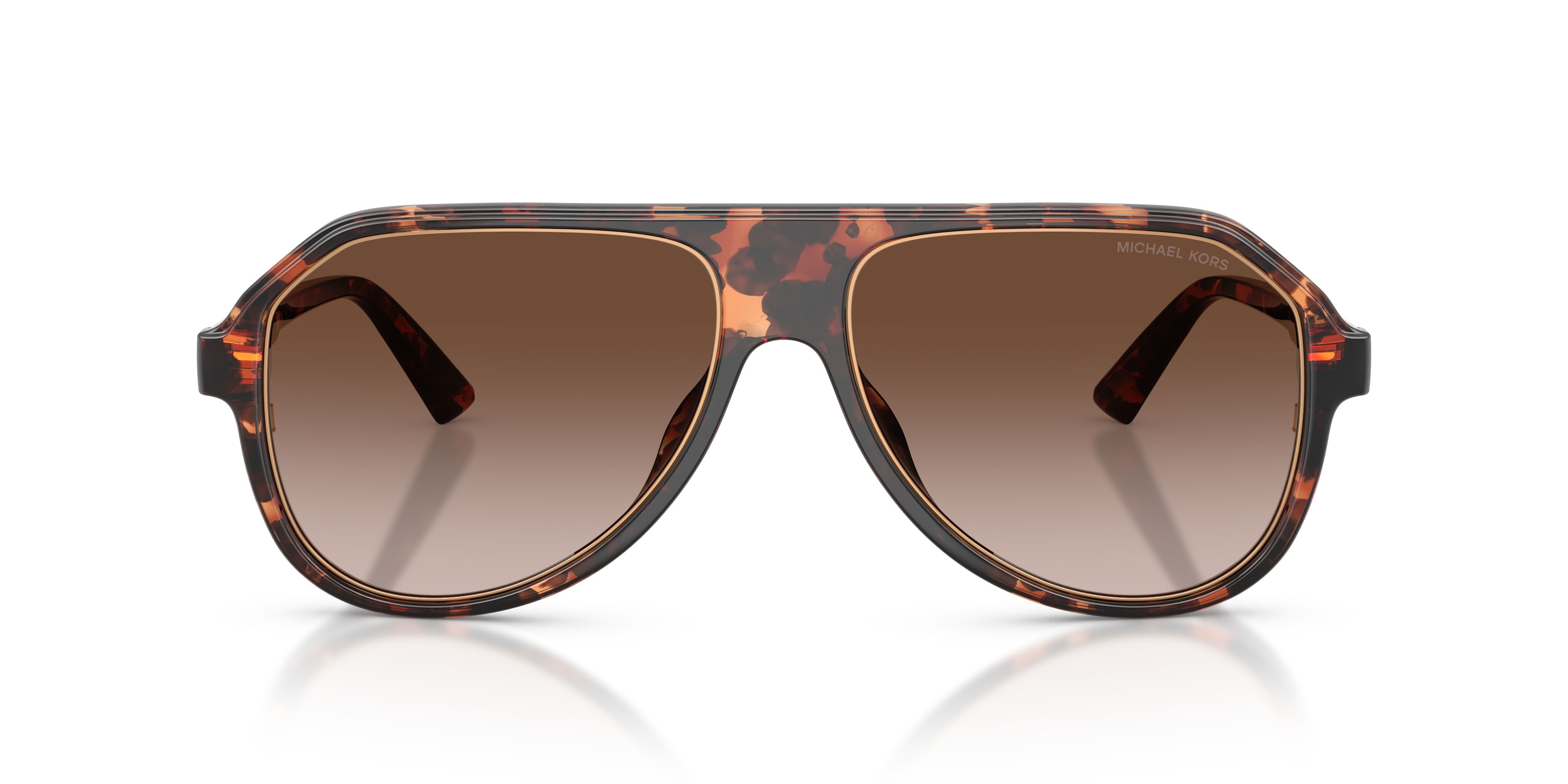 Occhiali da sole Michael Kors Molokai MK 2281U (300613) colore tartarugato scuro forma aviator lenti grigio fumo sfumato