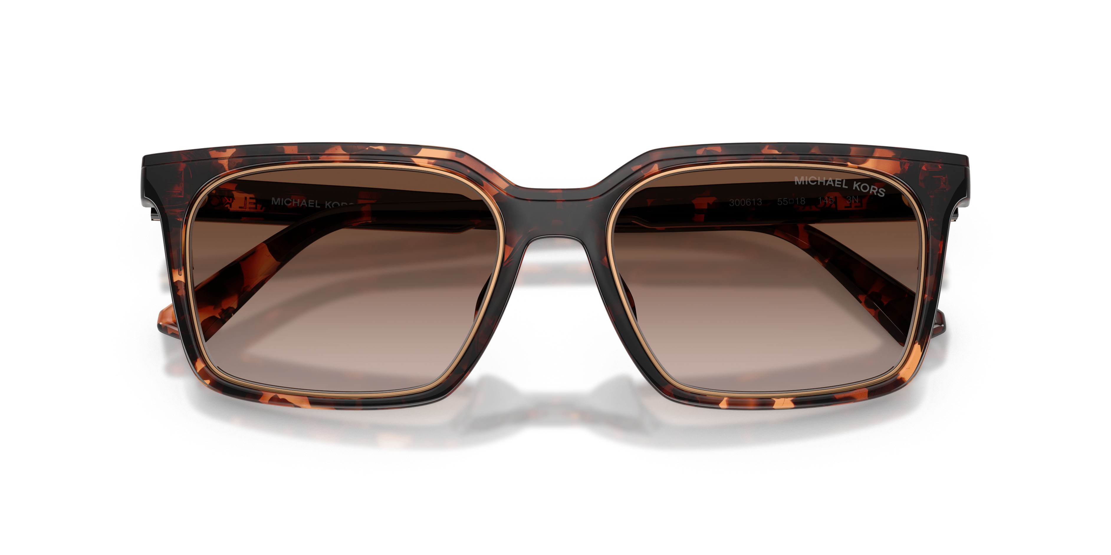 Occhiali da sole Michael Kors Honolulu MK 2282U (300613) colore tartarugato scuro forma quadrato lenti grigio fumo sfumato