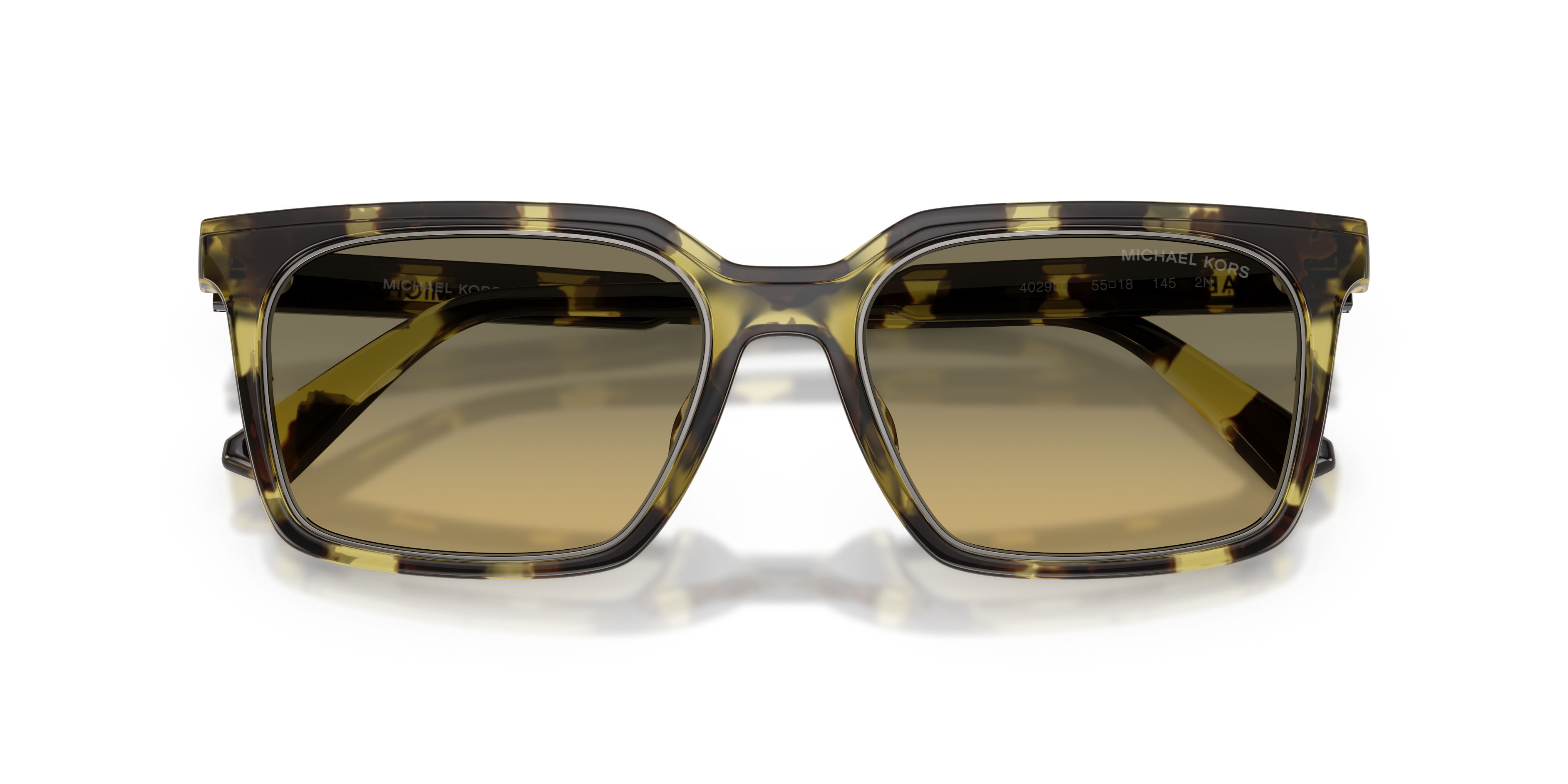Occhiali da sole Michael Kors Honolulu MK 2282U (4029L0) colore verde oliva tartarugato forma quadrato lenti verde oliva sfumato