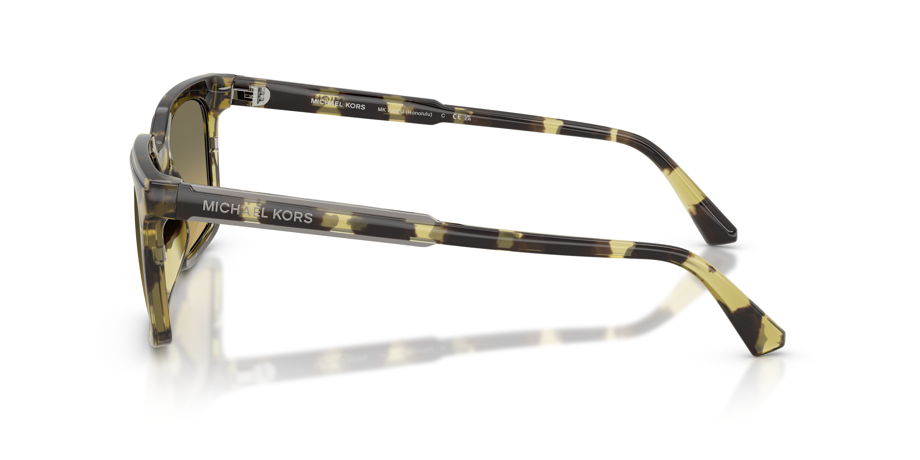 Occhiali da sole Michael Kors Honolulu MK 2282U (4029L0) colore verde oliva tartarugato forma quadrato lenti verde oliva sfumato