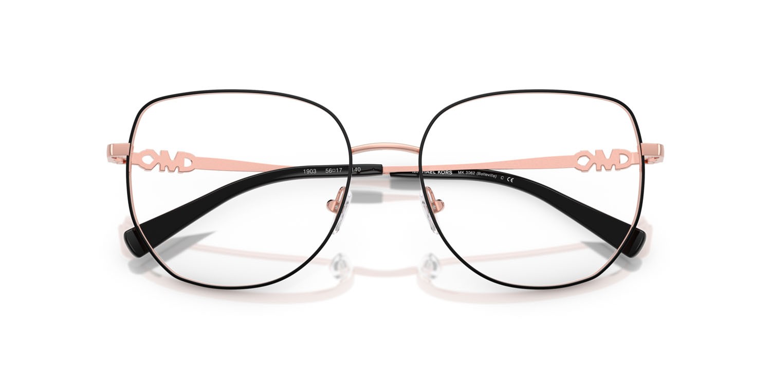 Occhiali da vista Michael Kors Belleville MK 3062 (1903) colore nero lucido forma quadrato lenti lente demo