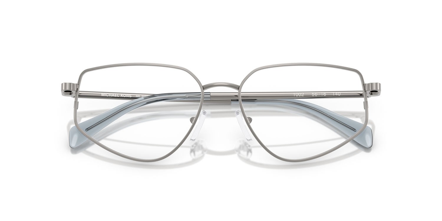 Brillen Michael Kors Mendoza MK 3088 (1002) farbe gunmetal brillante form unregelmäßig gläser lente demo