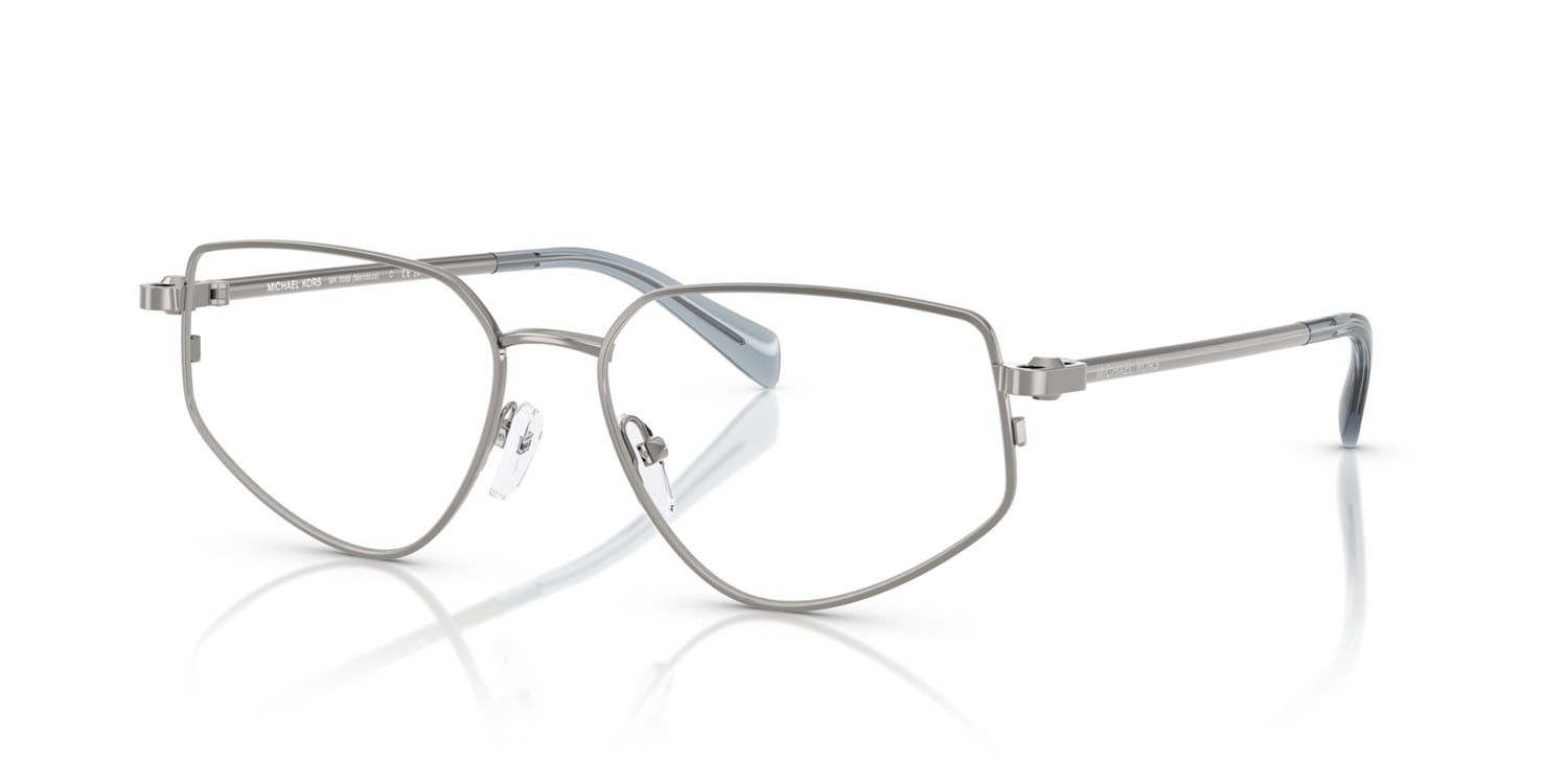 Brillen Michael Kors Mendoza MK 3088 (1002) farbe gunmetal brillante form unregelmäßig gläser lente demo