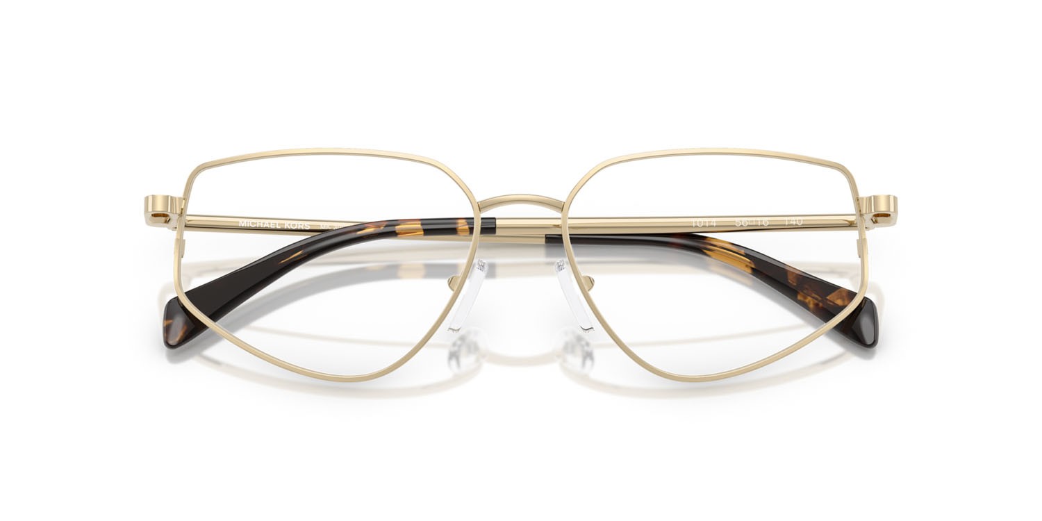 Occhiali da vista Michael Kors Mendoza MK 3088 (1014) colore oro chiaro lucido forma irregolare lenti lente demo