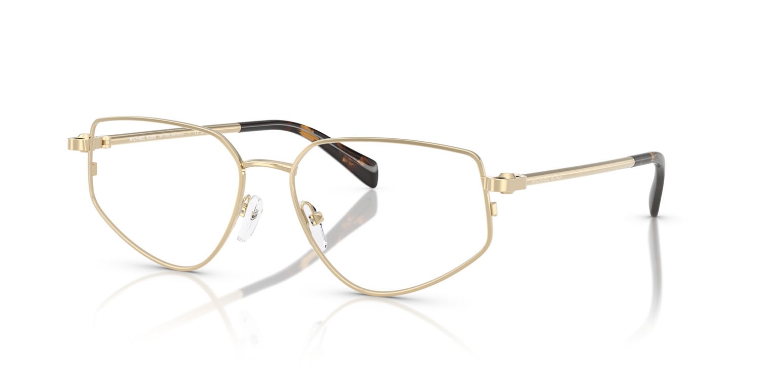 Occhiali da vista Michael Kors Mendoza MK 3088 (1014) colore oro chiaro lucido forma irregolare lenti lente demo
