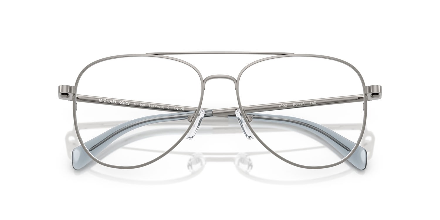 Occhiali da vista Michael Kors São Paulo MK 3089 (1002) colore gunmetal lucido forma aviator lenti lente demo