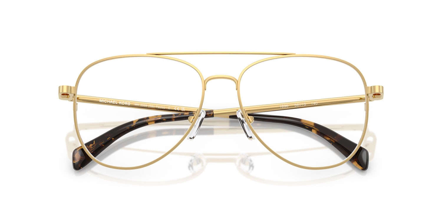 Occhiali da vista Michael Kors São Paulo MK 3089 (1896) colore shiny yellow gold forma aviator lenti trasparente con filtro anti luce blu