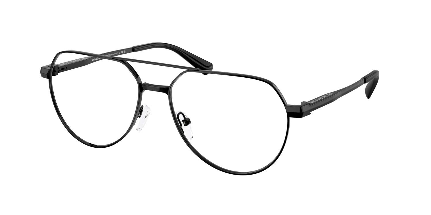 Occhiali da vista Michael Kors Highland Park MK 3092 (1005) colore nero lucido forma aviator lenti lente demo