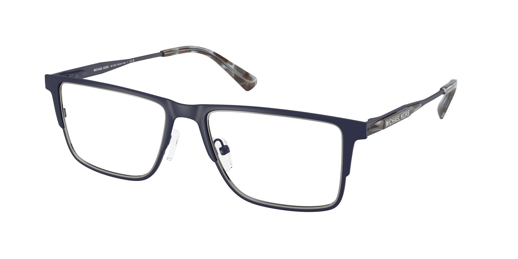 Occhiali da vista Michael Kors Hidden Hills MK 3097 (1207) colore blu navy opaco forma rettangolare lenti lente demo