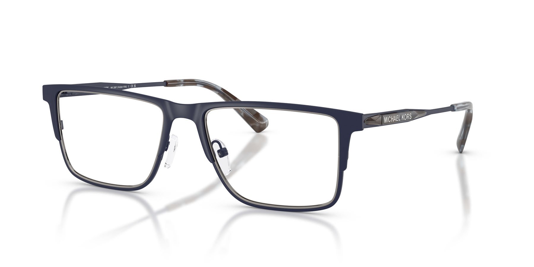Occhiali da vista Michael Kors Hidden Hills MK 3097 (1207) colore blu navy opaco forma rettangolare lenti lente demo