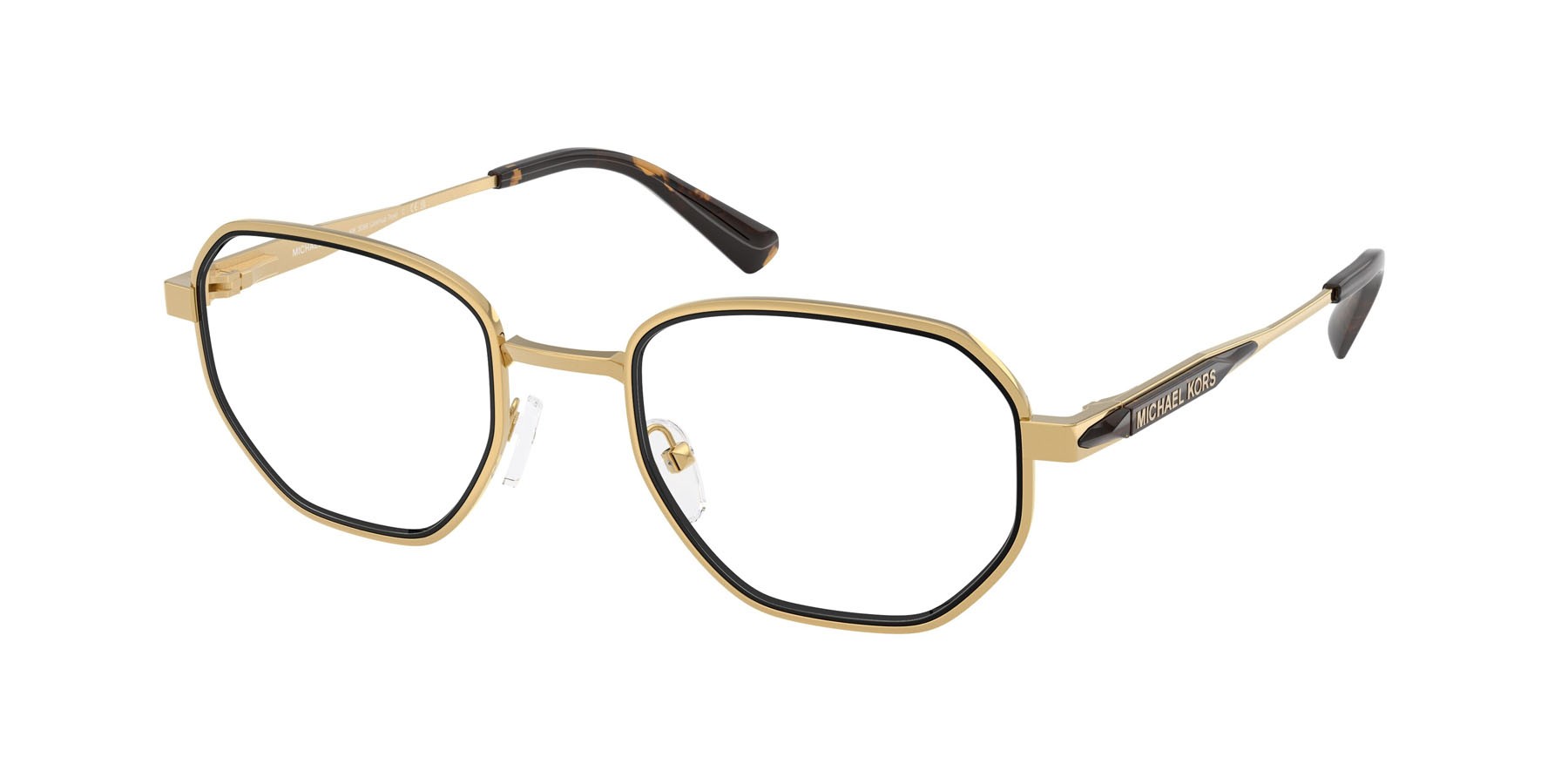 Occhiali da vista Michael Kors Joshua Tree MK 3098 (1896) colore shiny yellow gold forma irregolare lenti lente demo