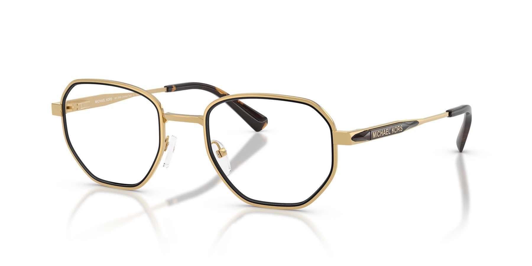 Occhiali da vista Michael Kors Joshua Tree MK 3098 (1896) colore shiny yellow gold forma irregolare lenti lente demo