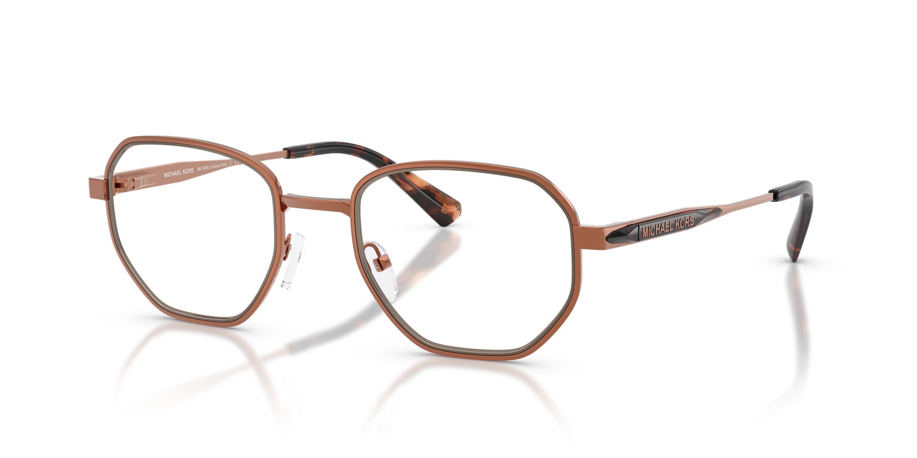 Occhiali da vista Michael Kors Joshua Tree MK 3098 (1900) colore rame lucido forma irregolare lenti lente demo