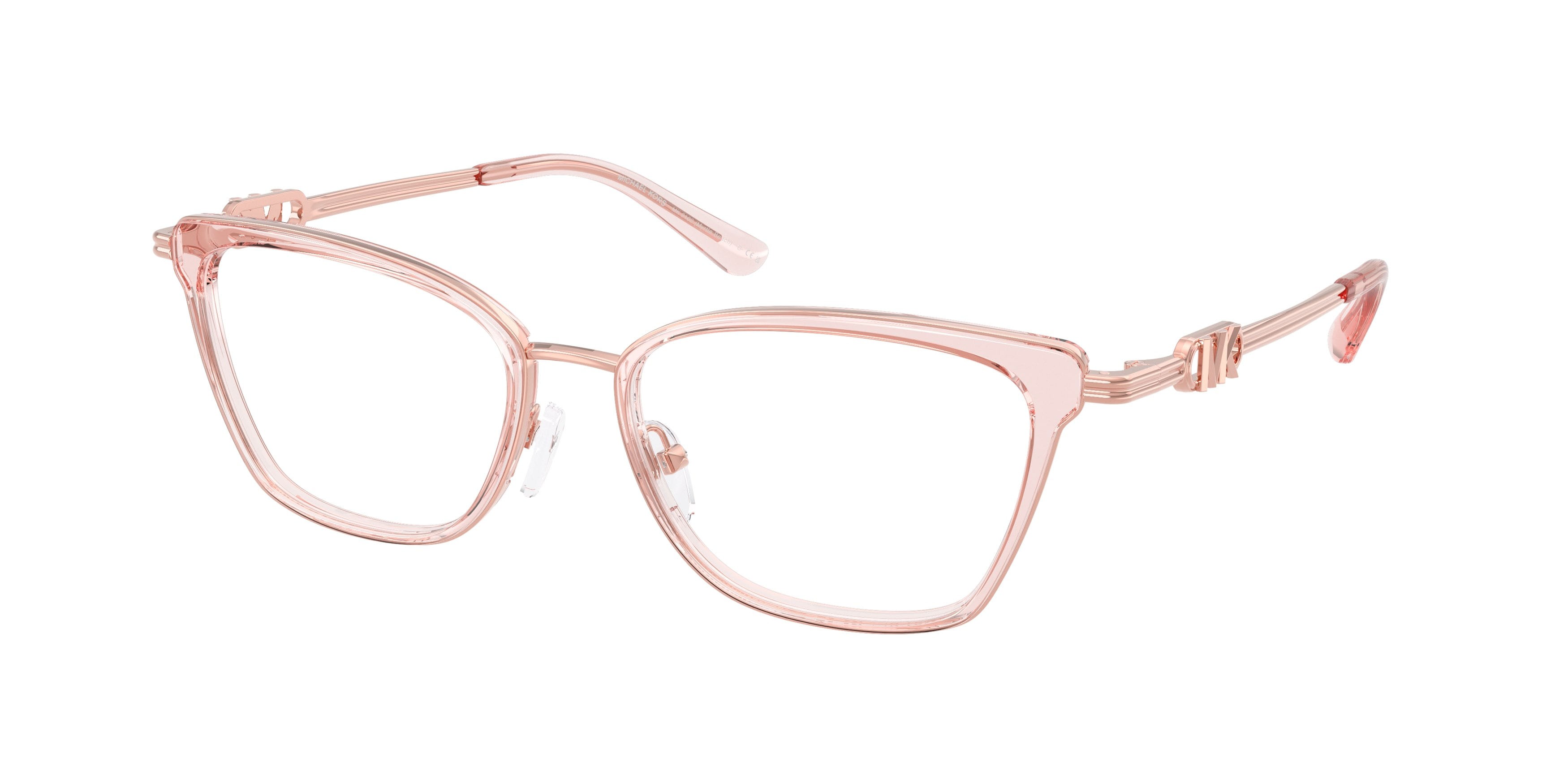 Occhiali da vista Michael Kors Myrtle Beach MK 3102 (3101) colore rosa trasparente forma rettangolare lenti lente demo