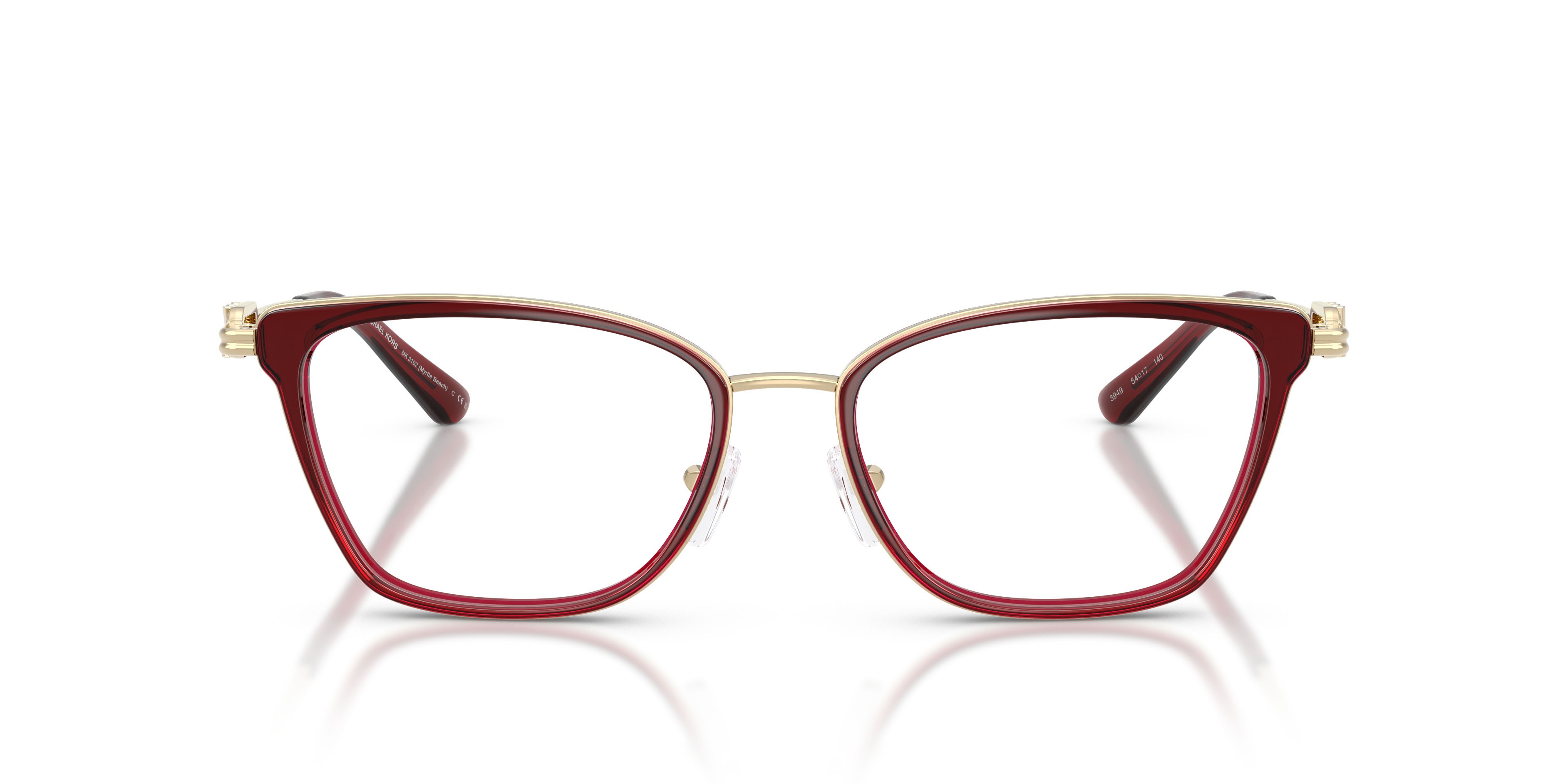 Occhiali da vista Michael Kors Myrtle Beach MK 3102 (3949) colore cordovan forma rettangolare lenti lente demo