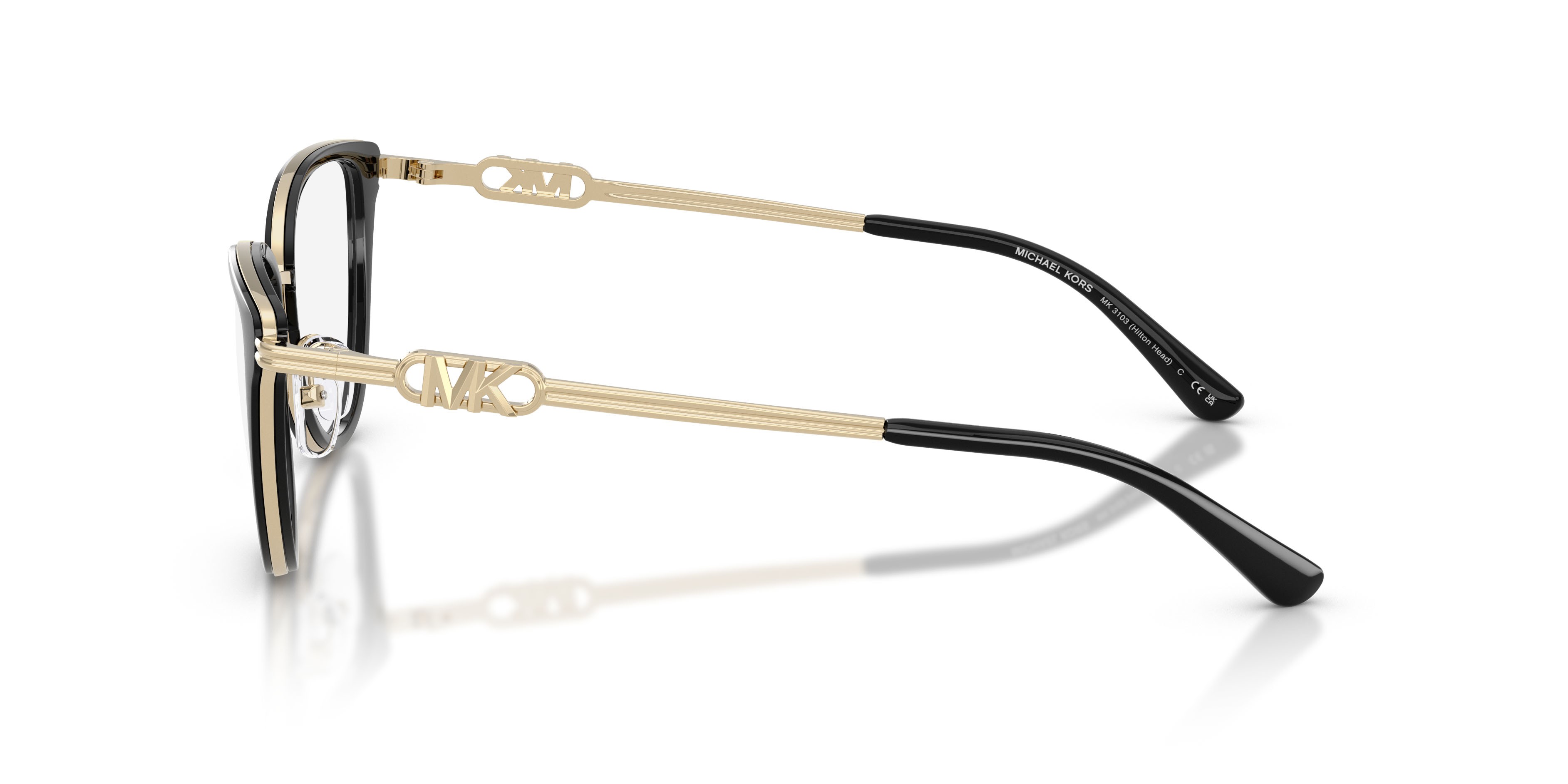 Occhiali da vista Michael Kors Hilton Head MK 3103 (3005) colore nero forma cat eye lenti lente demo