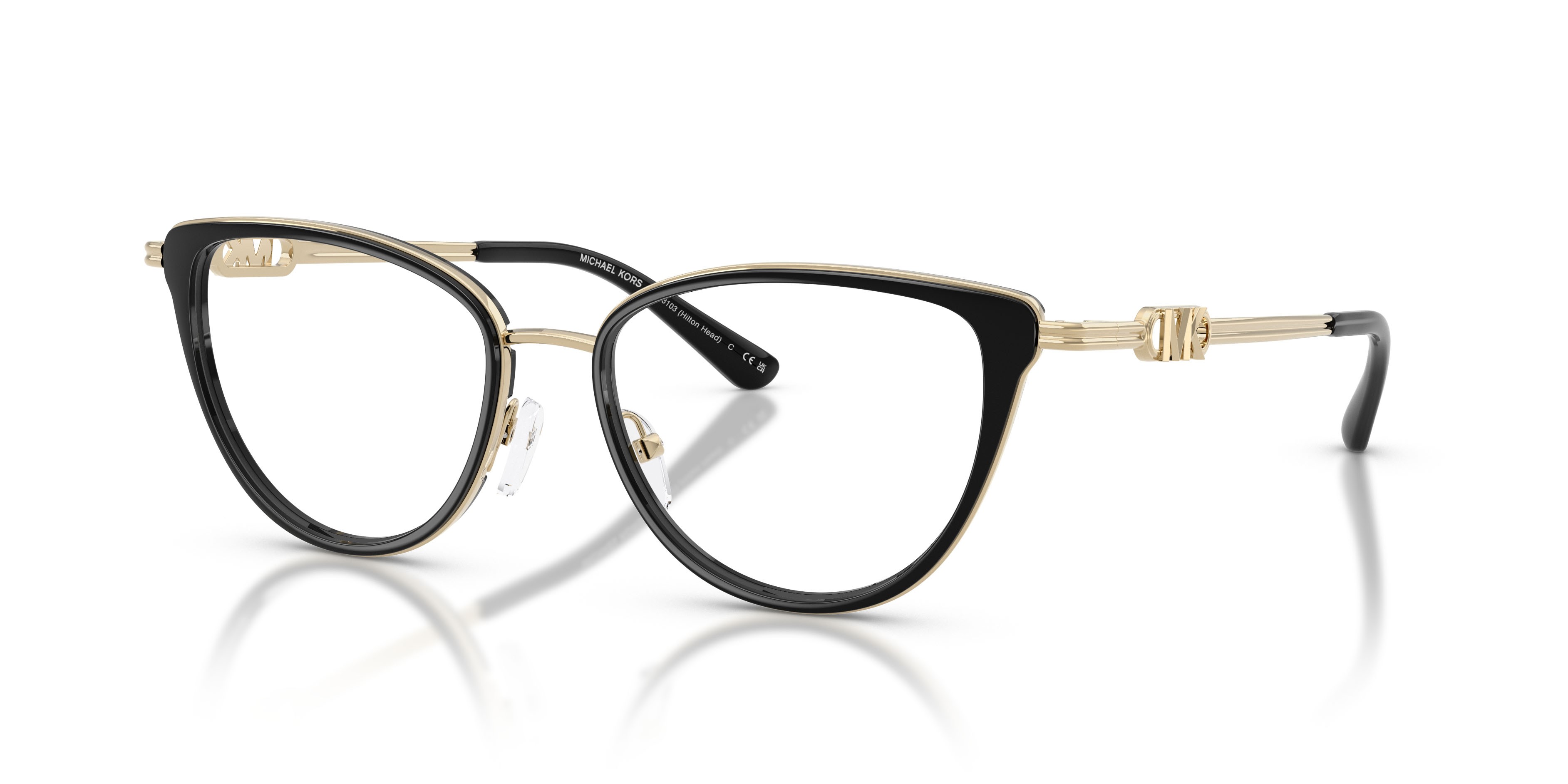 Occhiali da vista Michael Kors Hilton Head MK 3103 (3005) colore nero forma cat eye lenti lente demo