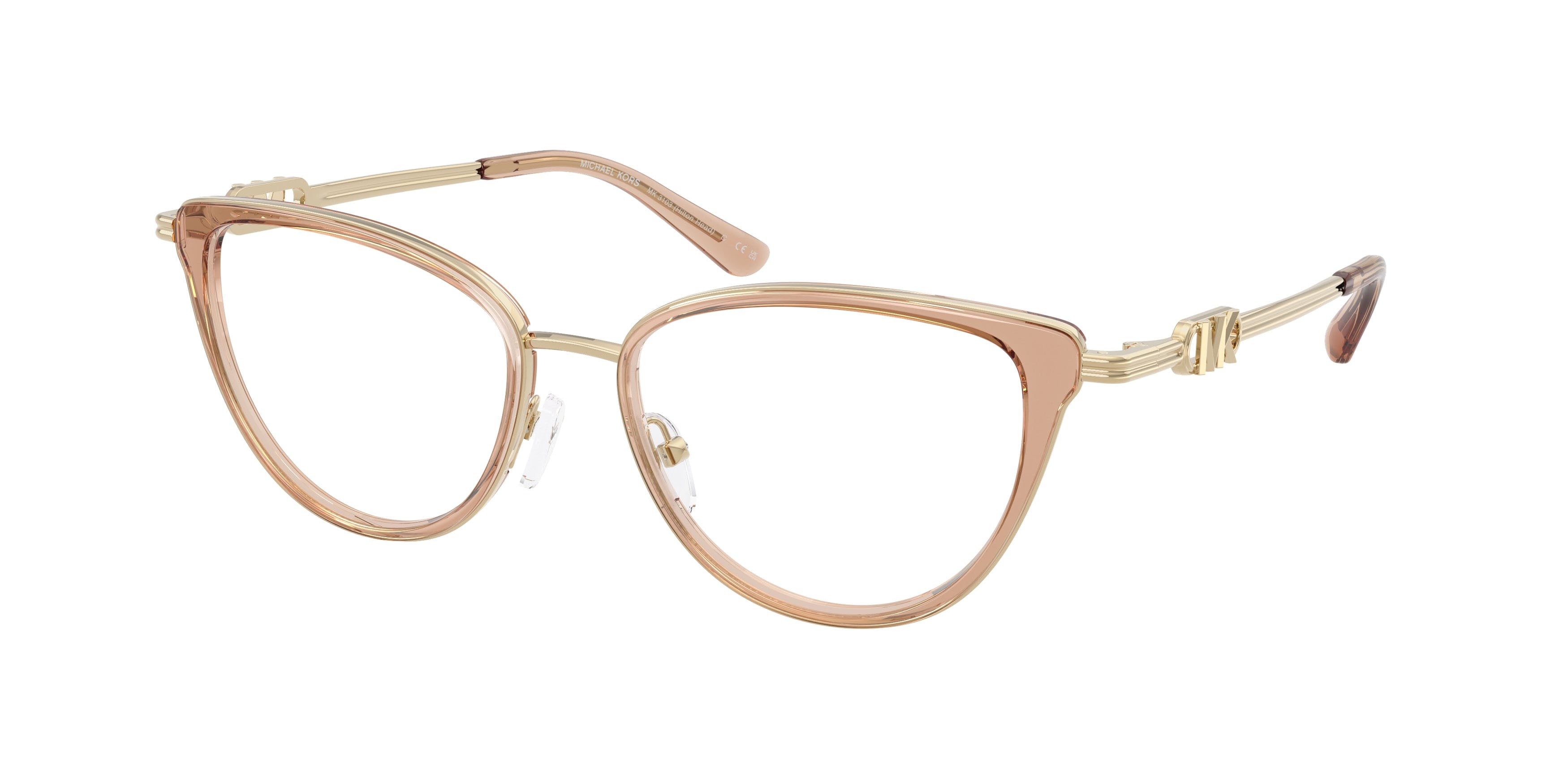 Occhiali da vista Michael Kors Hilton Head MK 3103 (4051) colore marrone chiaro forma cat eye lenti lente demo
