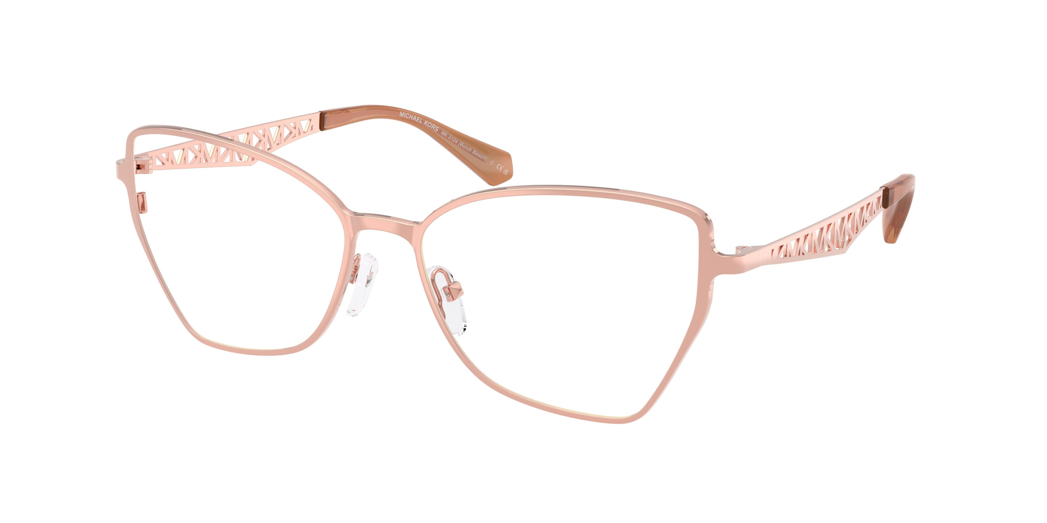 Occhiali da vista Michael Kors Bondi Beach MK 3104 (1108) colore oro rose forma quadrato lenti lente demo
