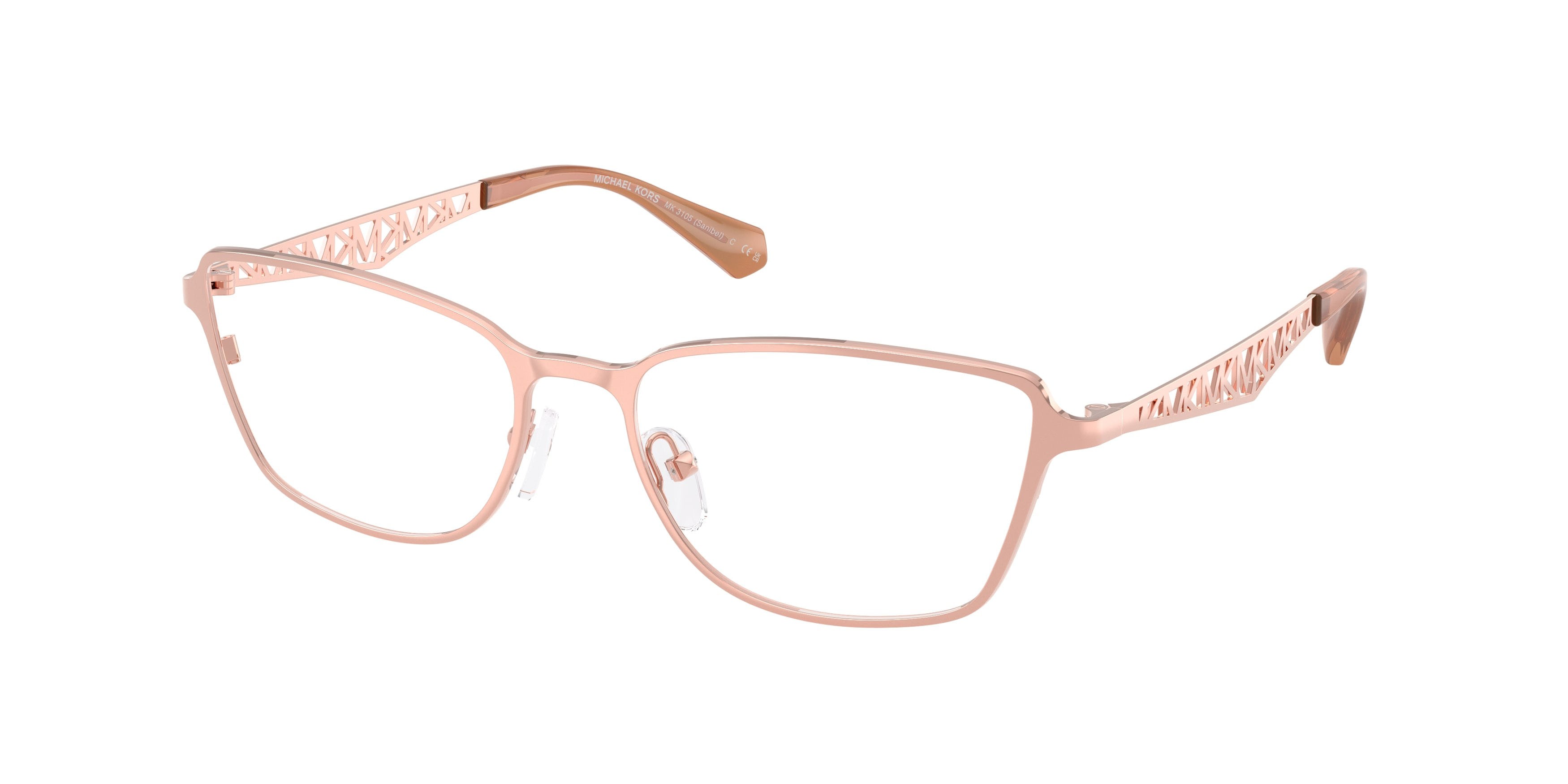 Occhiali da vista Michael Kors Sanibel MK 3105 (1108) colore oro rose forma rettangolare lenti lente demo