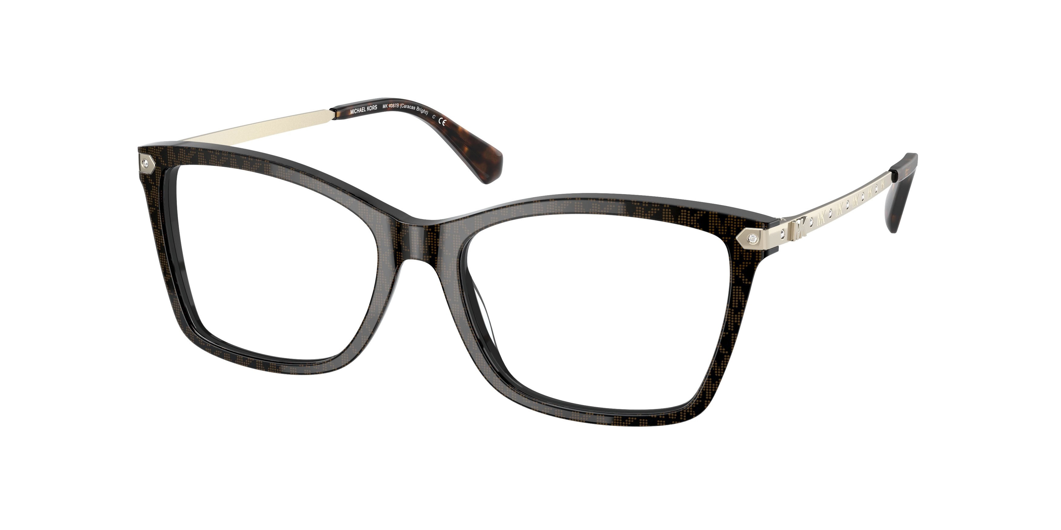 Occhiali da vista Michael Kors Caracas Bright MK 4087B (3500) colore mk signature/pvc marrone forma rettangolare lenti lente demo